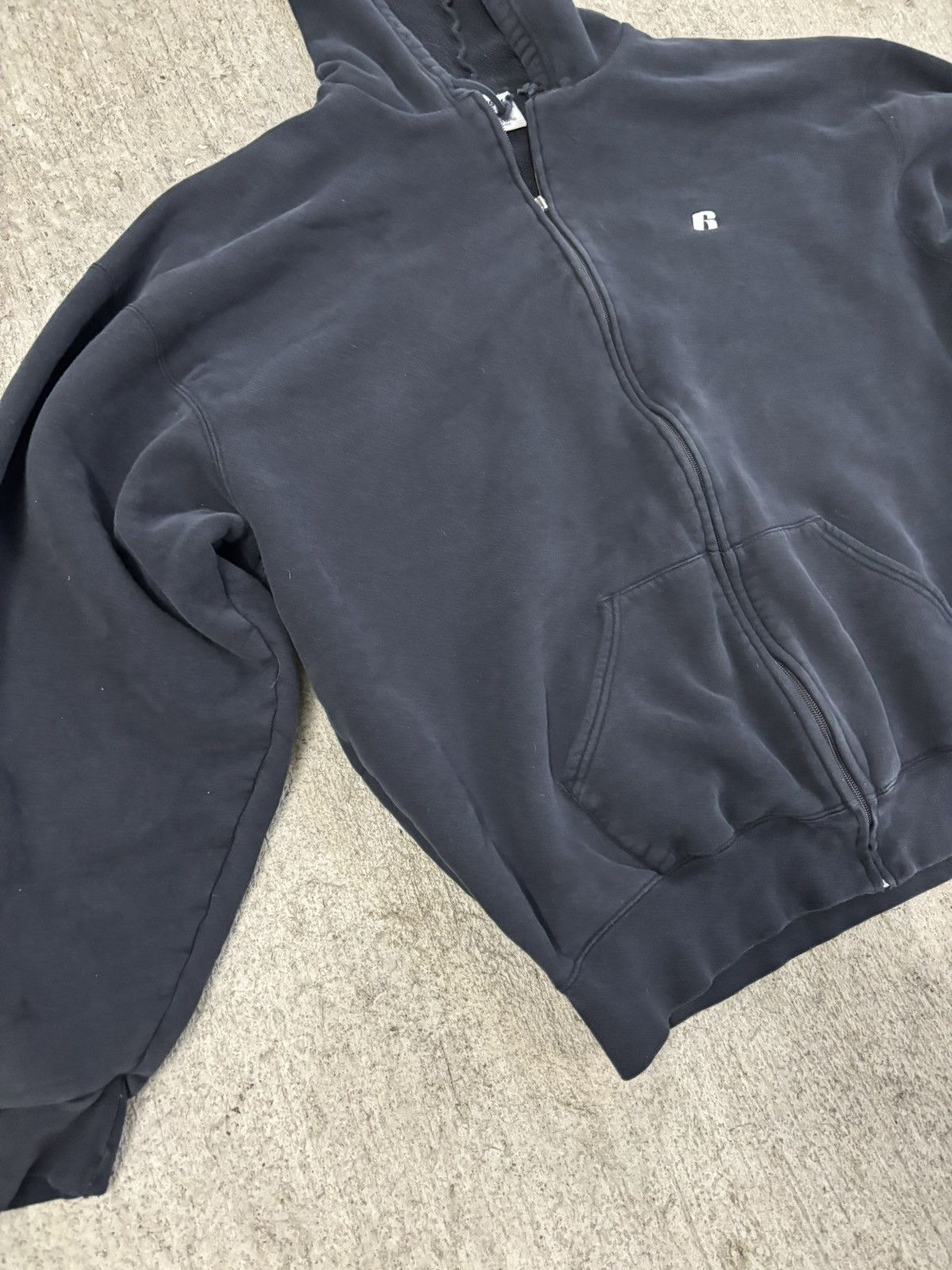 Russell Athletic × Vintage Black Zip up Blank Russell athletic crewneck sweatshirt Size US XL / EU 56 / 4 - 3 Thumbnail