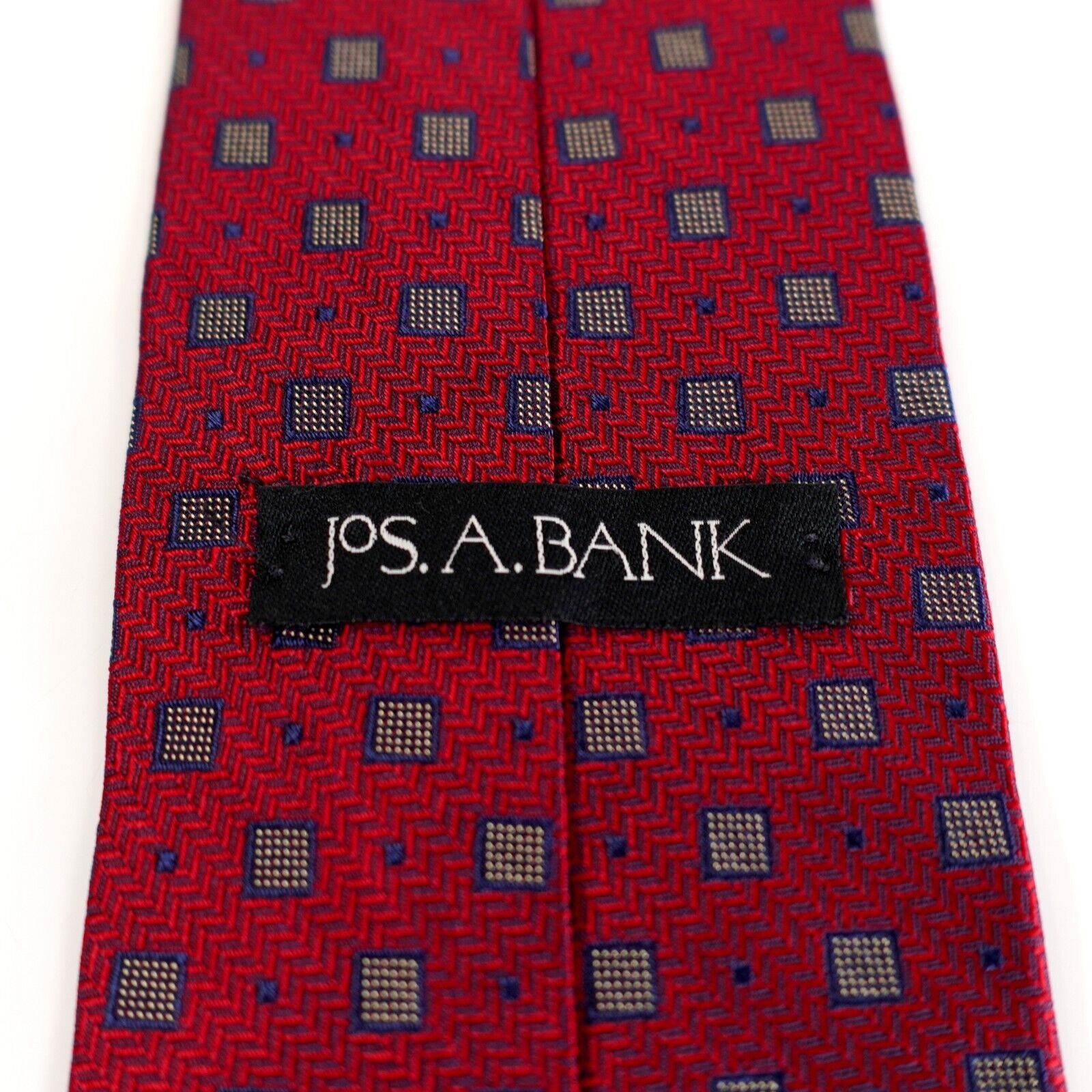 Jos. A. Bank Jos A Bank Red Geometric Houndstooth Woven Short Wide Silk T Size ONE SIZE - 4 Thumbnail