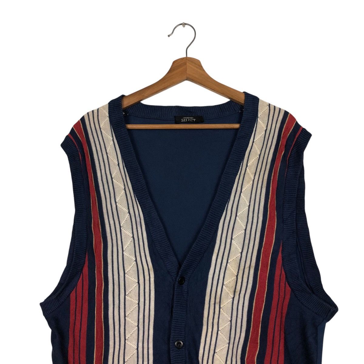 Japanese Brand Vintage Knit Sweater Tank Top Stripe Lindbergh Issey Miyake Size US L / EU 52-54 / 3 - 4 Thumbnail