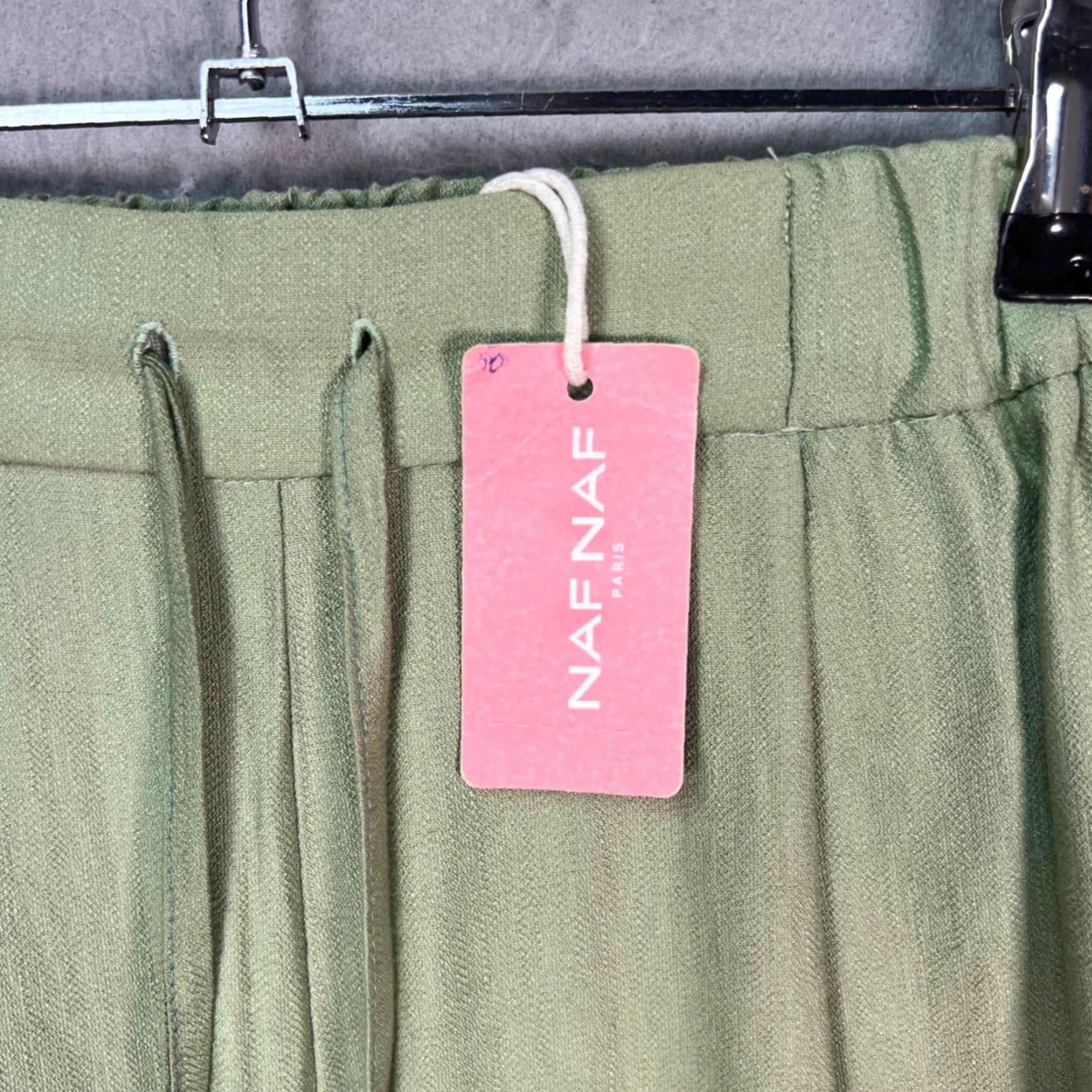 Vintage VINTAGE Naf Naf Paris Womens High-Waisted Pants 34 Green Viscose Blend Pleated 30in Ankle Womens Size 24" / US 00 / IT 34 - 6 Thumbnail