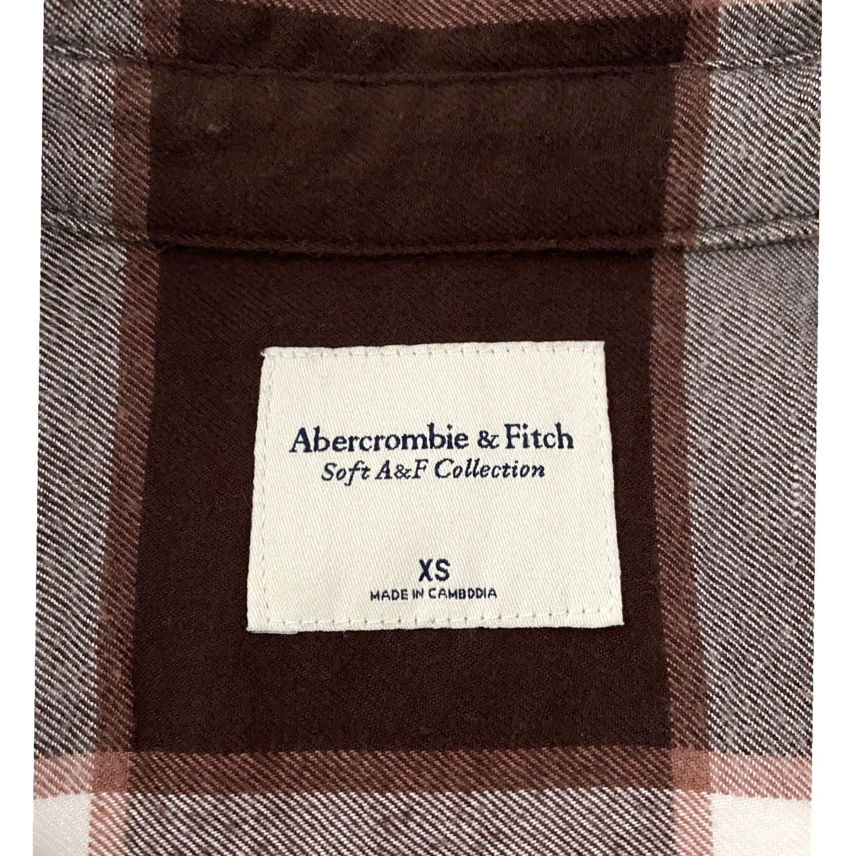 Abercrombie & Fitch Abercrombie Fitch Button-Up Shirt Plaid Flannel Cotton XS Brown Women Casual Long Sleeve Collared Button-Up, Basic, Fall Winter, Regular Fit Size XS / US 0-2 / IT 36-38 - 2 Thumbnail