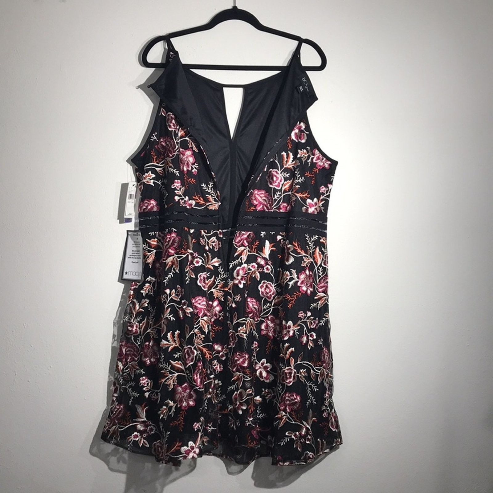 Other BCX Black Embroidered Illusion Fit Flare Dress 24W NWT Size 4XL / US 24-26 - 4 Thumbnail