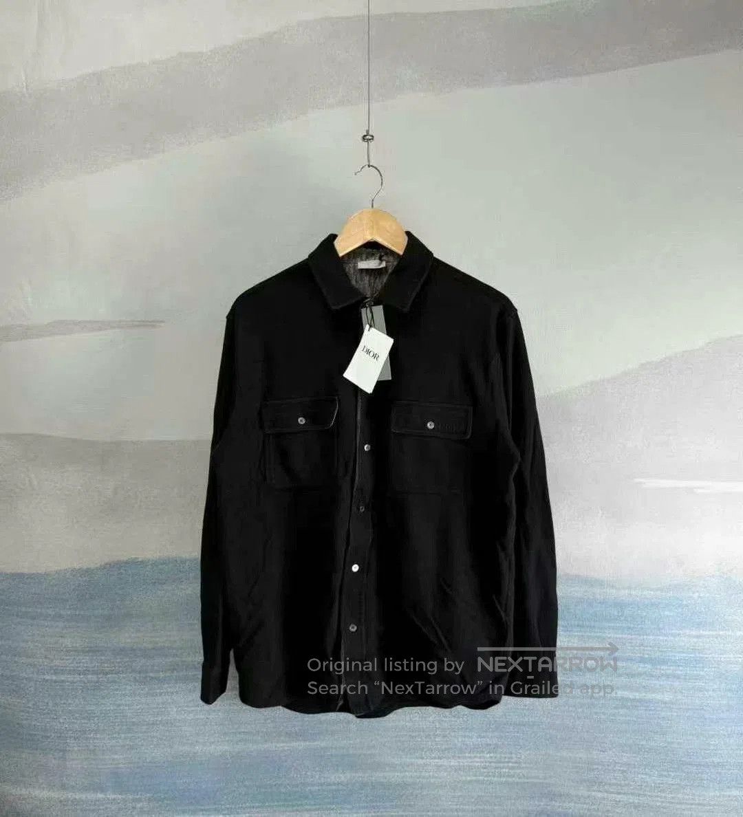 Dior Dior Black Pocket Embroidered Wool Shirt. Size US M / EU 48-50 / 2 - 1 Thumbnail