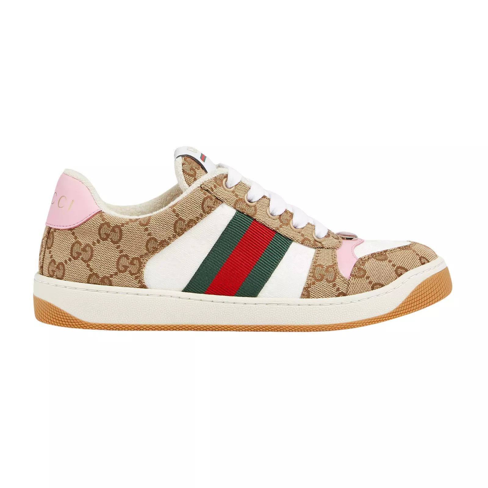 GUCCI Screener Women's Beige/Brown GG Sneakers New