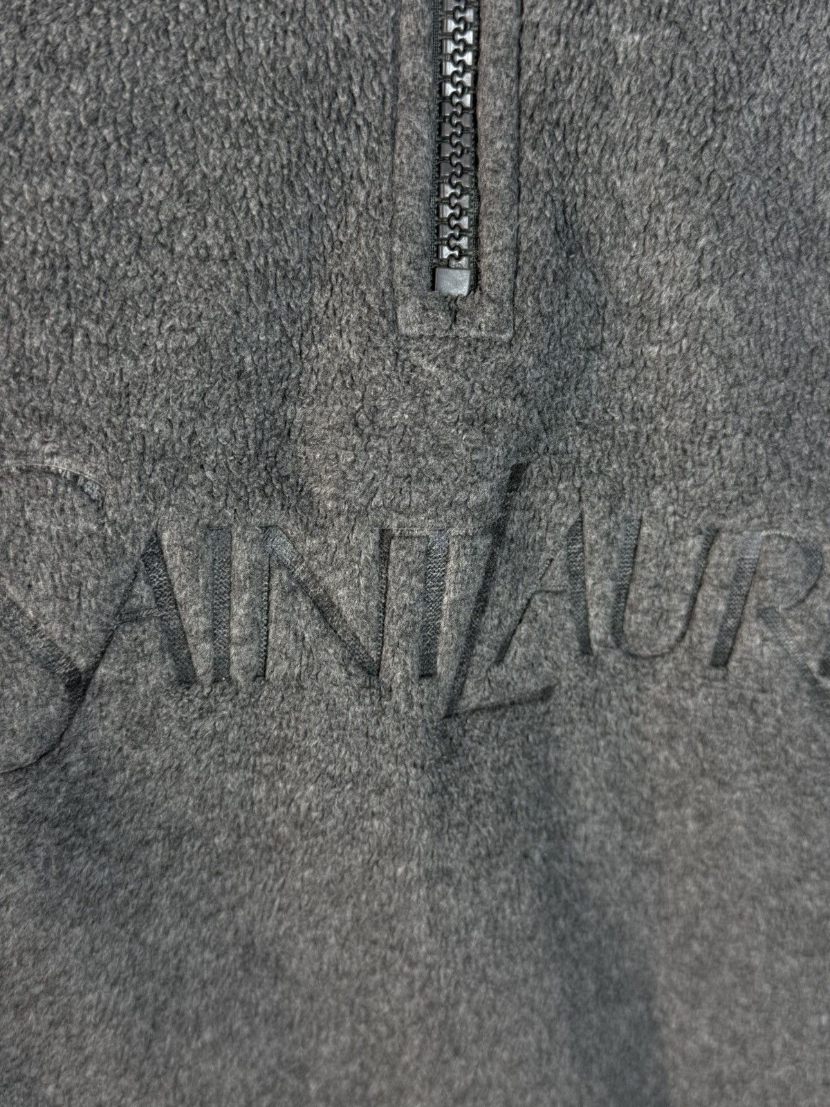 Yves Saint Laurent Fleece YSL Sweatshirt 1/4 Quarter Zip Big Logo Grey Vintage Size US M / EU 48-50 / 2 - 12 Thumbnail
