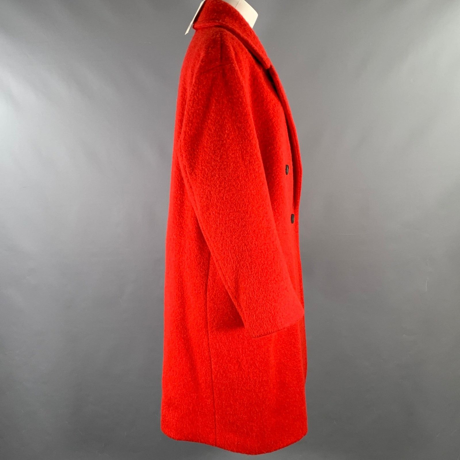 Vince VINCE Size L Red Alpaca Blend Textured Notch Lapel Coat Size L / US 10 / IT 46 - 3 Thumbnail