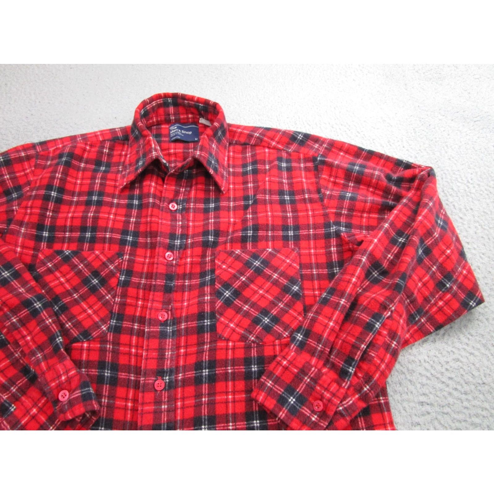 JCPenney The Men's Shop Shirt Mens Medium Red Black Plaid Flannel Button Up  Long Sleeve | Grailed