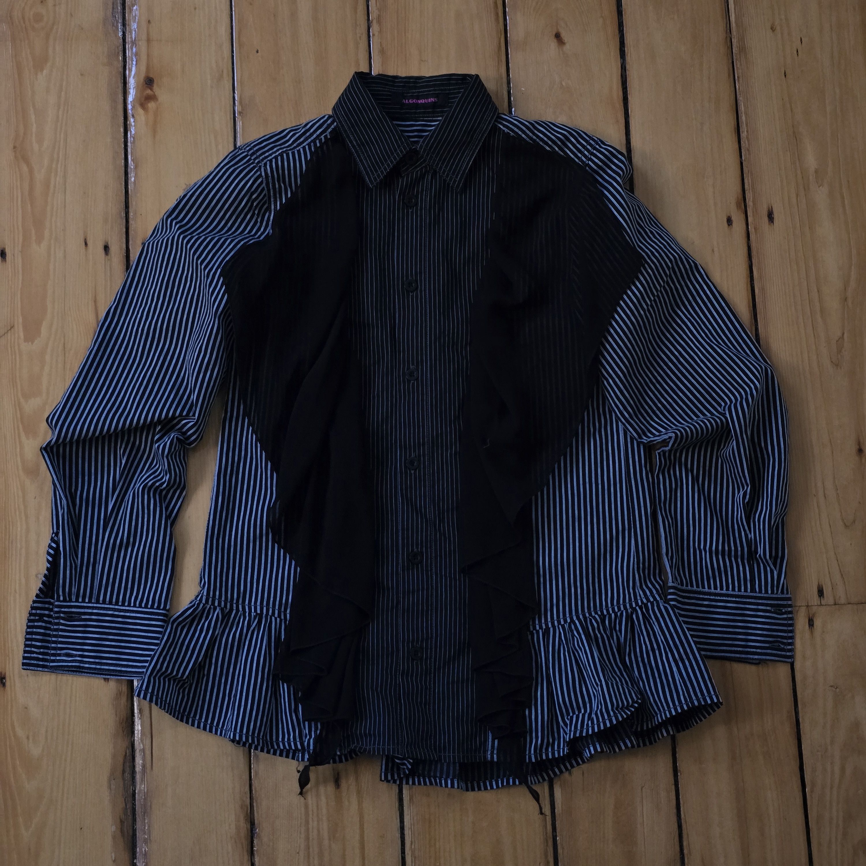 Japanese Brand Algonquins Frilled Striped Button Up Size US S / EU 44-46 / 1 - 1 Thumbnail