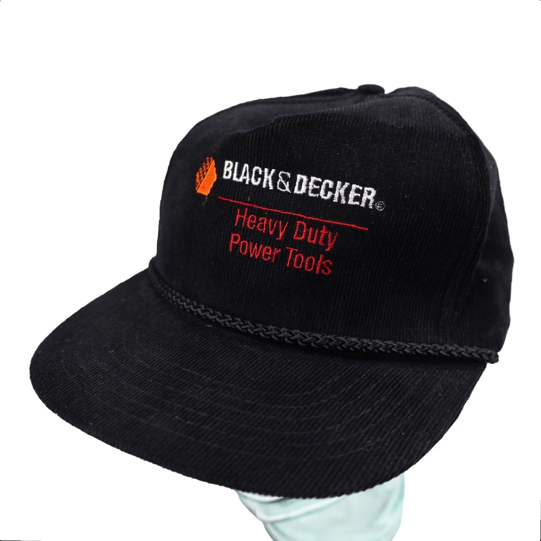 Vintage VINTAGE Black & Decker Corduroy Snapback Hat Black Hat OS Men Snapback Black & Decker Corduroy Vintage Size ONE SIZE - 2 Thumbnail