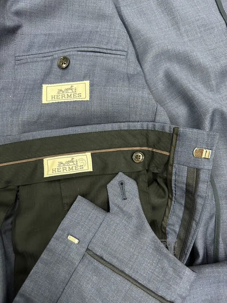 Hermes Hermes Deep Blue Wool Suit - 100% Wool Size 48R - 5 Thumbnail