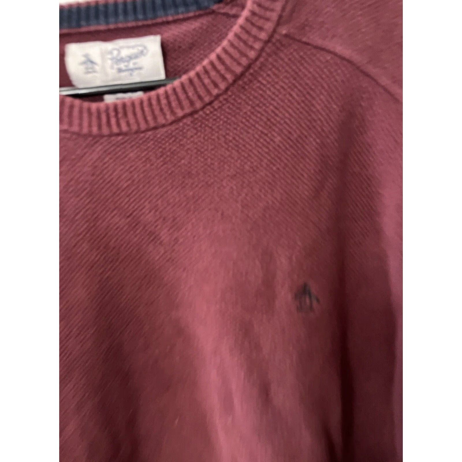 Vintage Penguin Cotton Sweater Mens XL Maroon Pullover Crew Golf Classic Size US XL / EU 56 / 4 - 2 Thumbnail