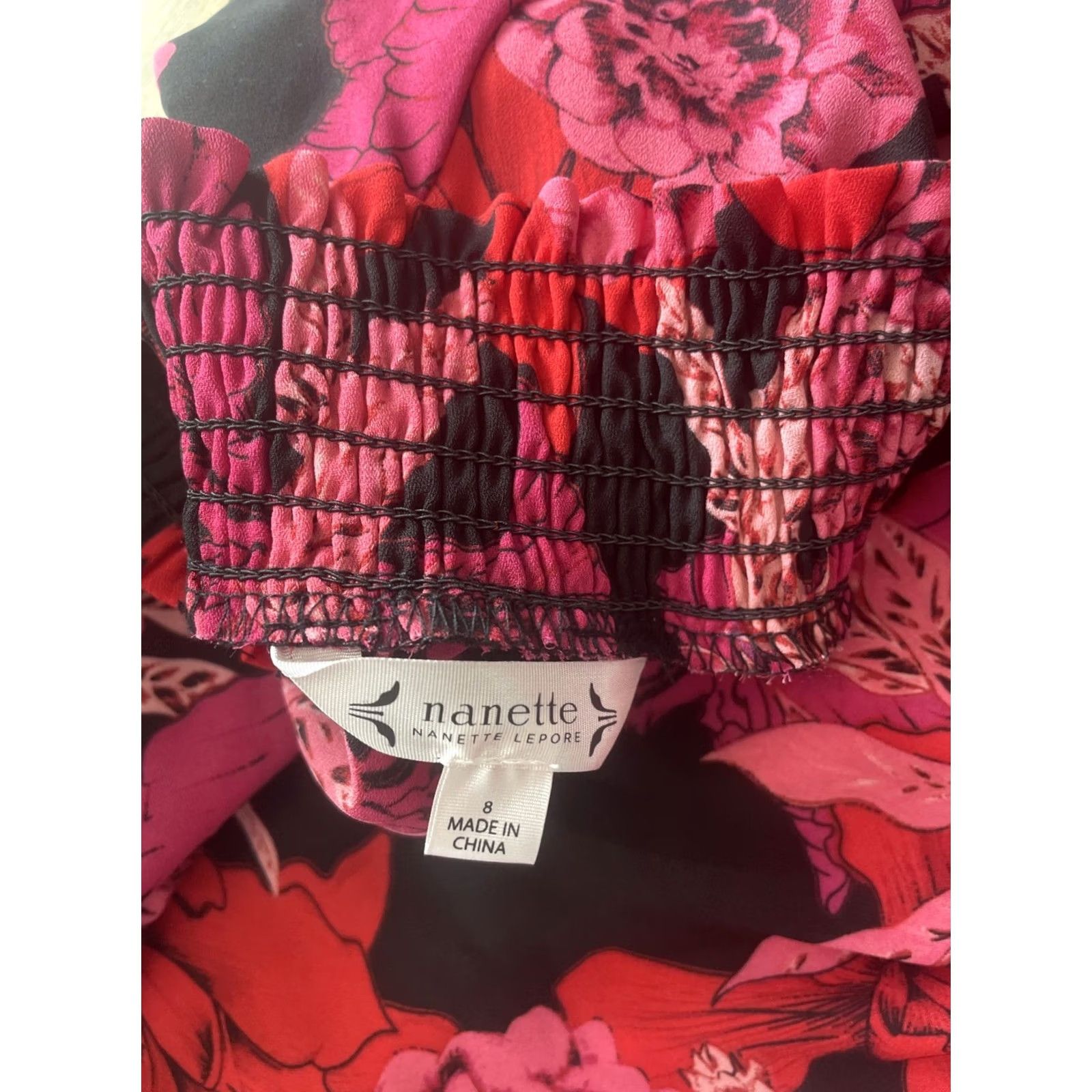 Nanette Lepore Nanette Lepore Dress Womens Size 8 Dragonfruit Mock Neck Smocked Long Sleeve NWT Size M / US 6-8 / IT 42-44 - 5 Thumbnail