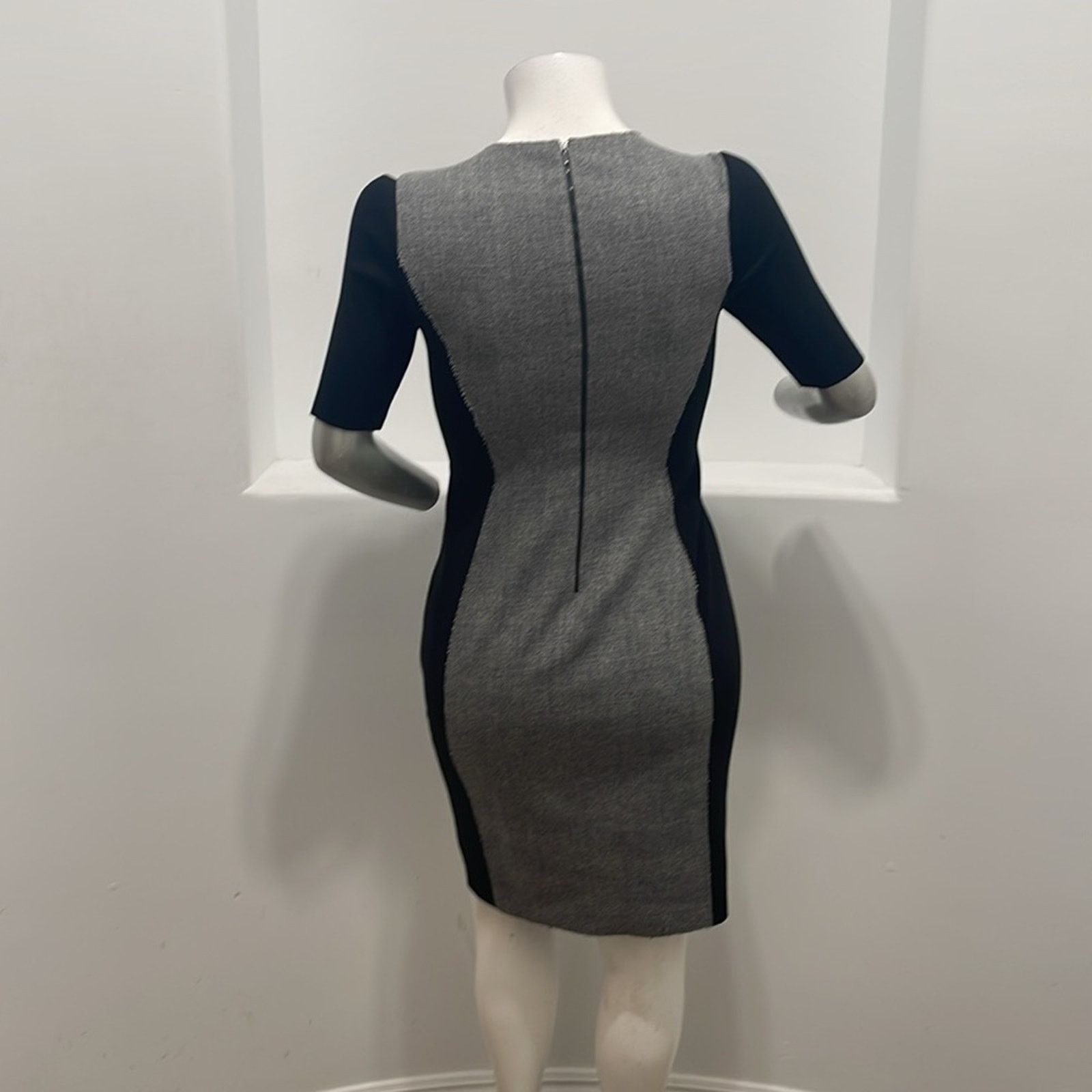 Elie Tahari Elie Tahari Axel Black Gray Sheath Dress Short Sleeve 10 Size L / US 10 / IT 46 - 14 Thumbnail
