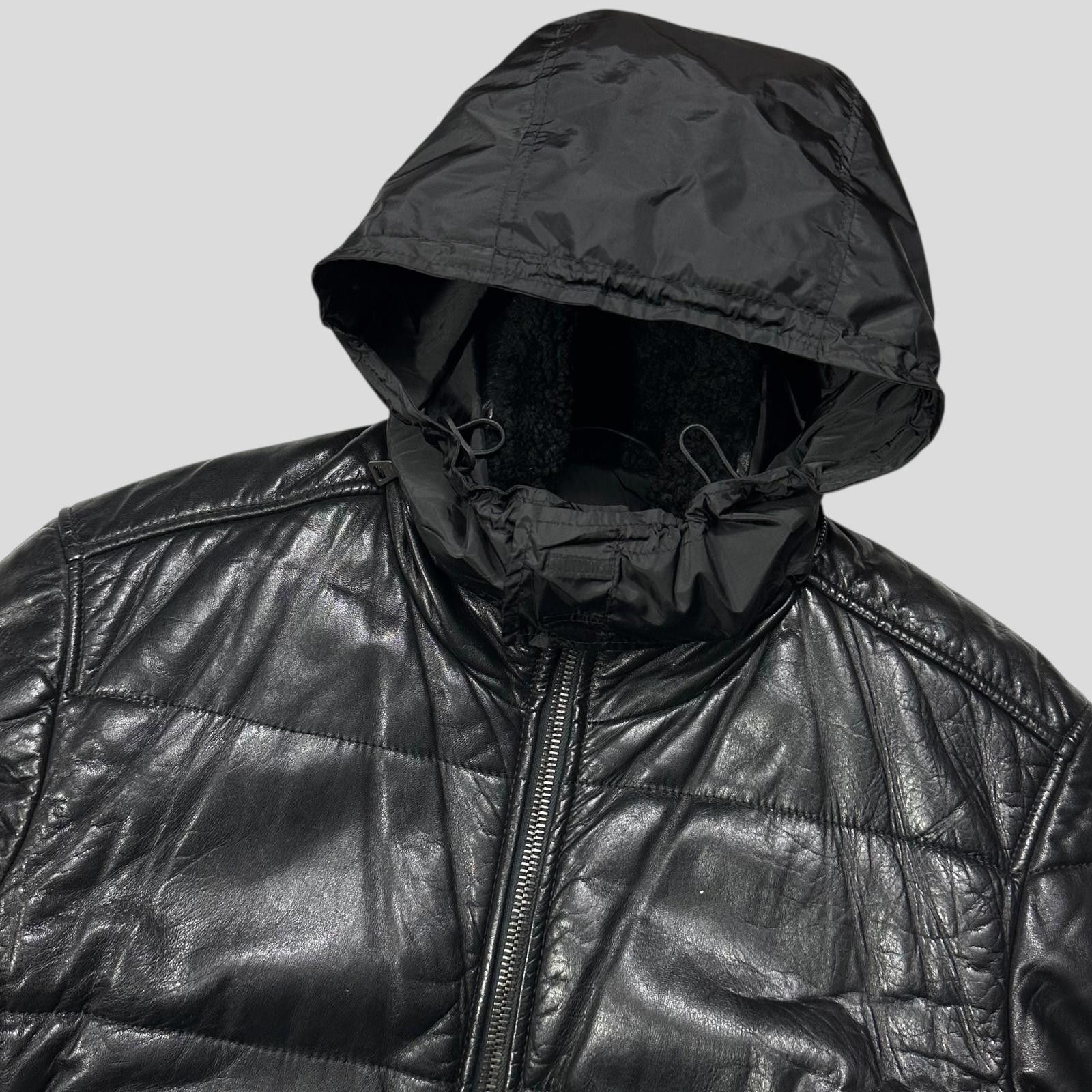 Prada Sport 00’s Leather Aviator Fur Collar Hooded Puffer L