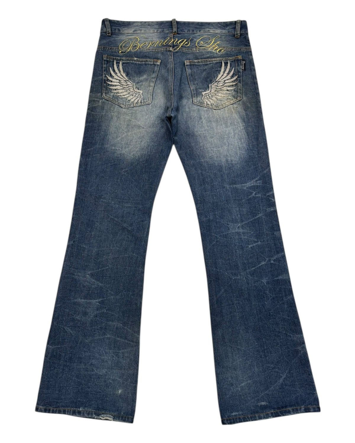 Hysteric Glamour × If Six Was Nine × Japanese Brand BERNINGS SHO WING EMBROIDERY FLARE JEANS DISTRESSED DENIM Size US 34 / EU 50 - 9 Thumbnail