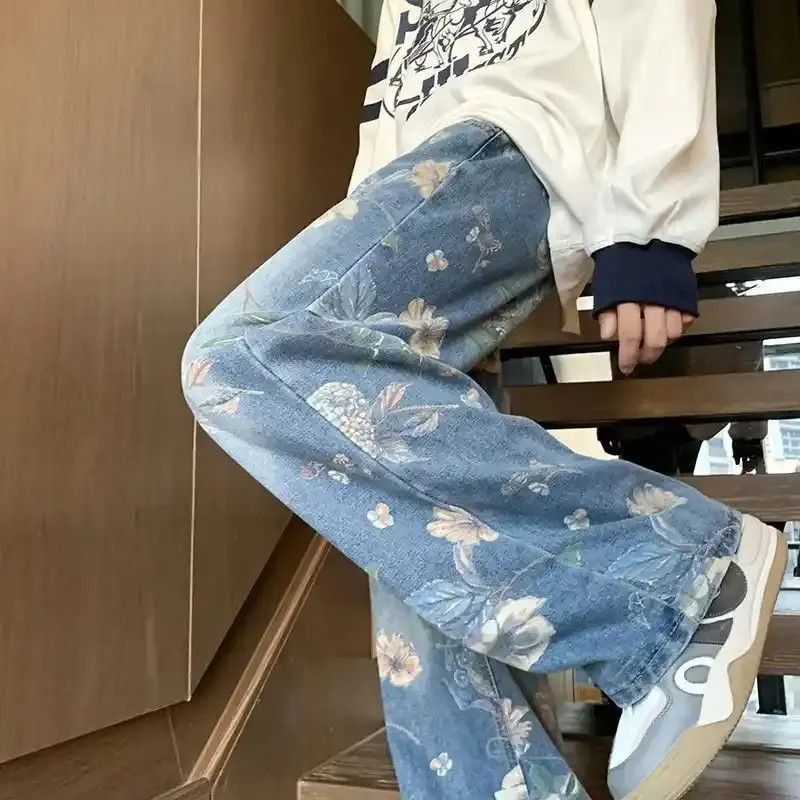 Japanese Brand Y2K Fashion Flowers Print Baggy New Jeans Size US 34 / EU 50 - 4 Thumbnail