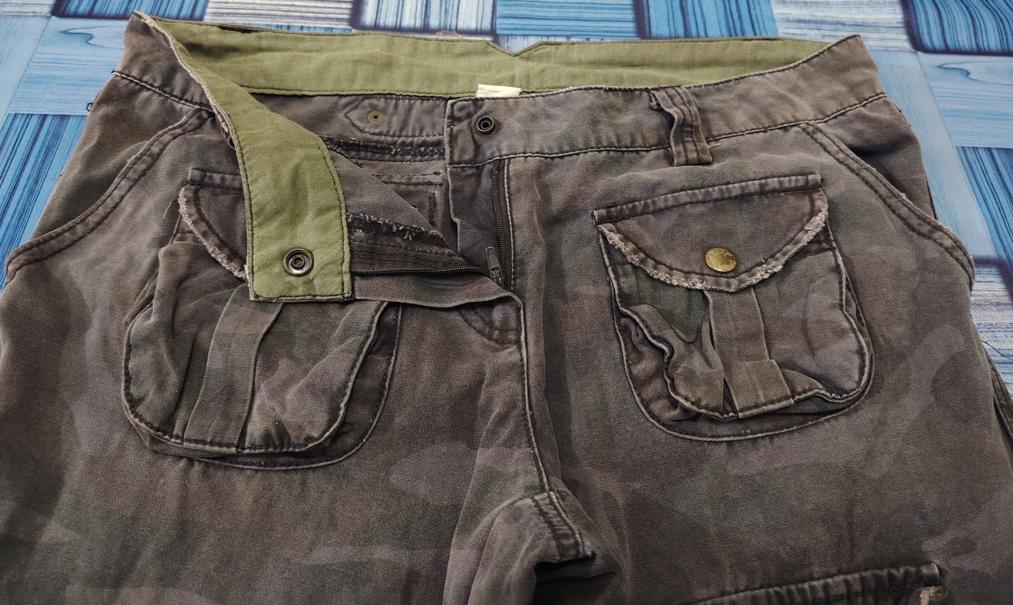 Vintage Vtg Camou Cargo Flared & Army Pocket chest rig tactical Size US 33 - 7 Thumbnail