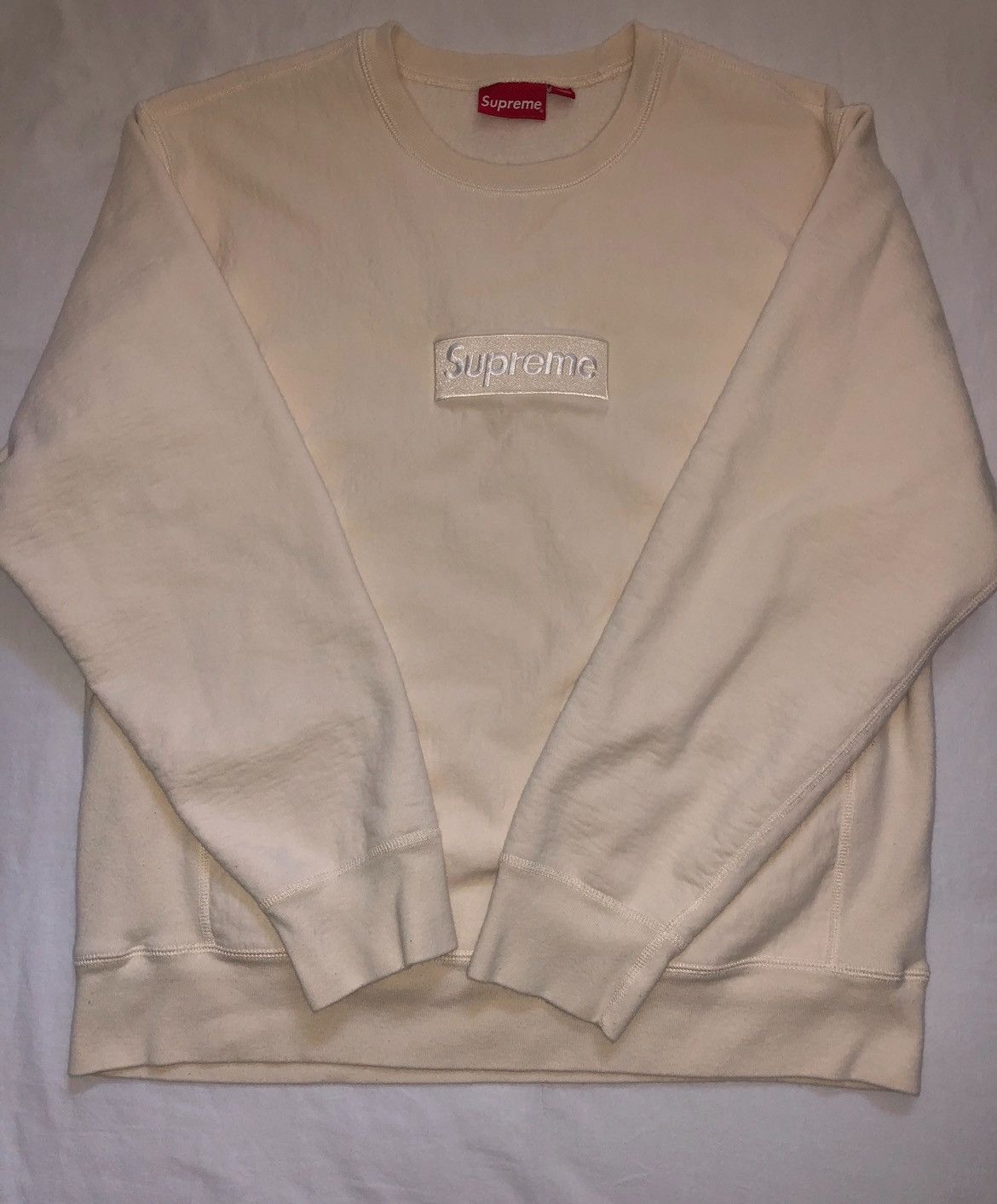 Supreme Supreme Box Logo Crewneck Natural (F/W18) Size XL Size US XL / EU 56 / 4 - 1 Thumbnail