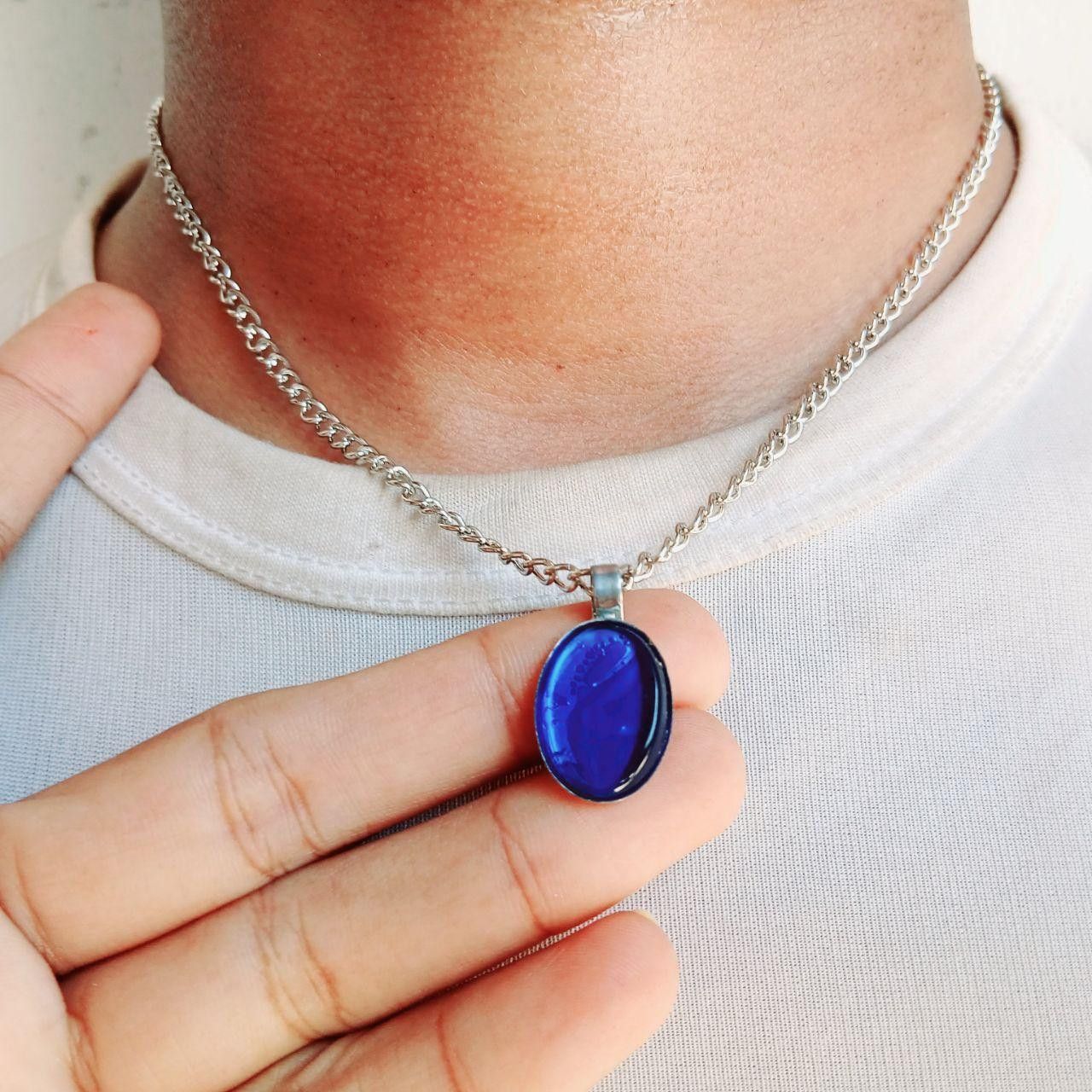Other Retro Silver Chain Natural Gemstone Pendant Necklace Size ONE SIZE - 3 Thumbnail