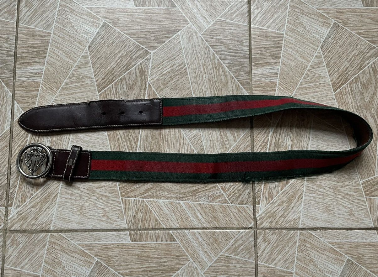 Gucci × Vintage Vintage Designer Gucci Leather Metal Buckle Belt Red Green Size ONE SIZE - 5 Thumbnail
