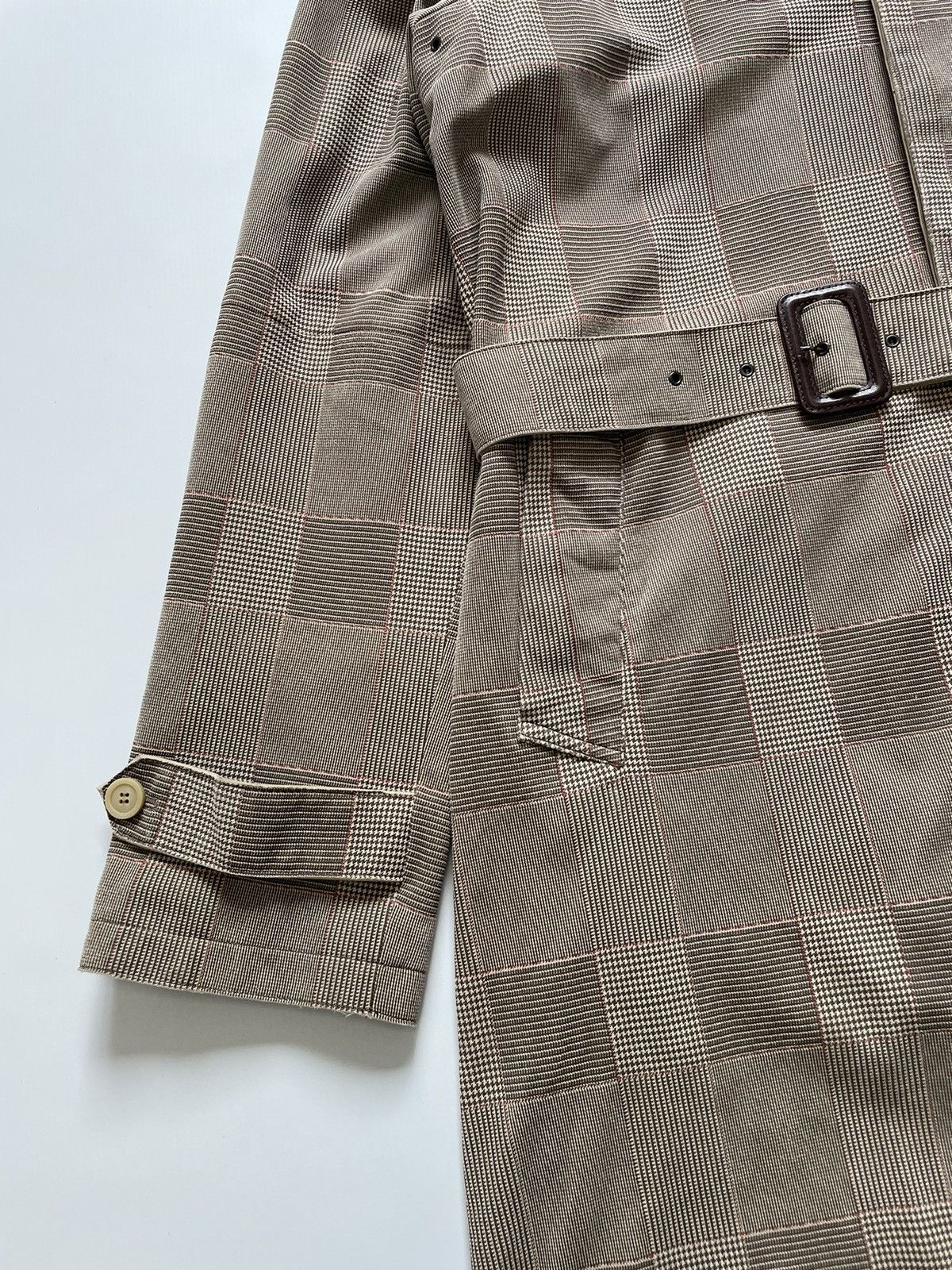 Emporio Armani Prince Of Wales Check Suede Overcoat Size US XL / EU 56 / 4 - 5 Thumbnail