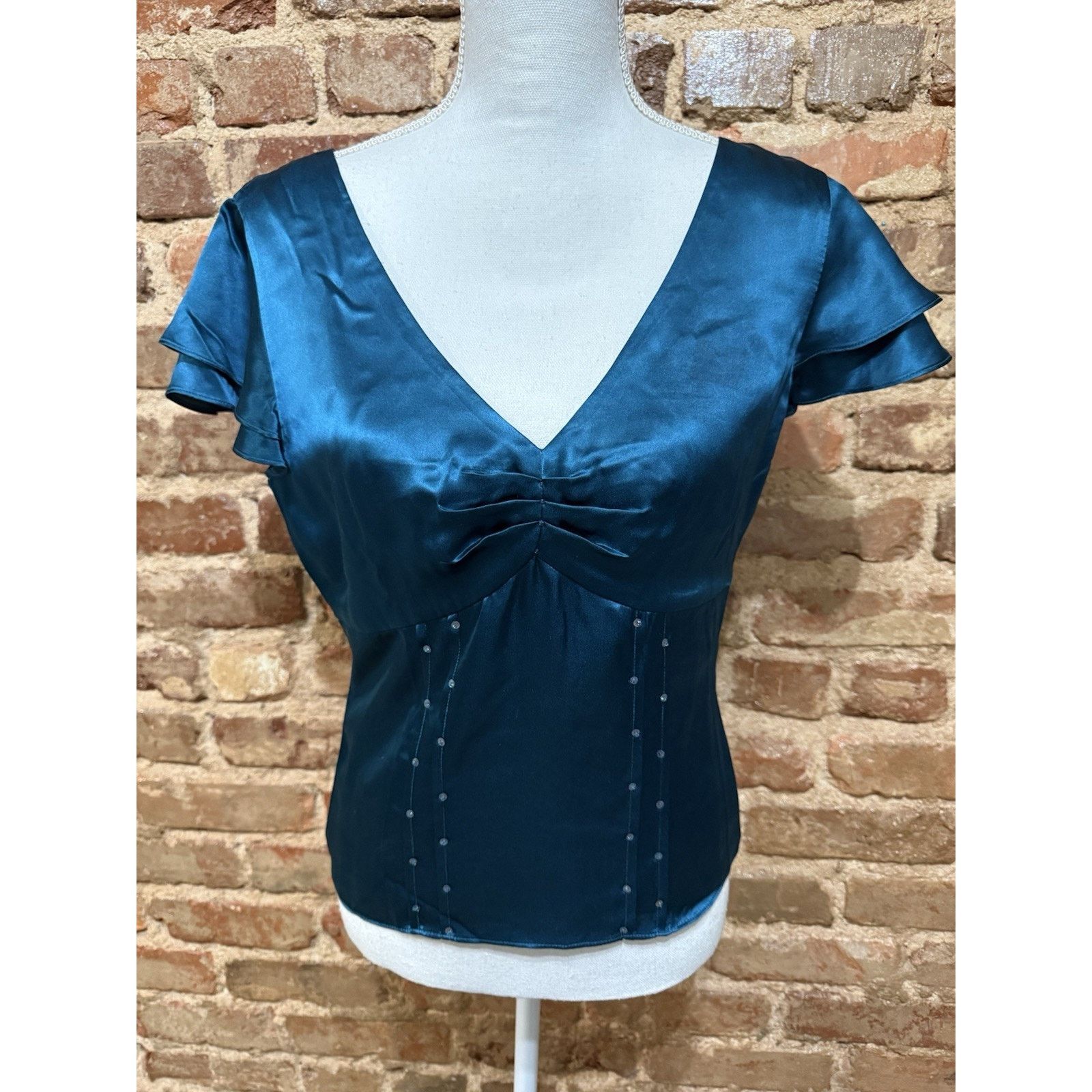 Other VTG DEPECHE MODE Turquoise 100% Silk Baby Doll Sequin Y2K Size M / US 6-8 / IT 42-44 - 2 Thumbnail