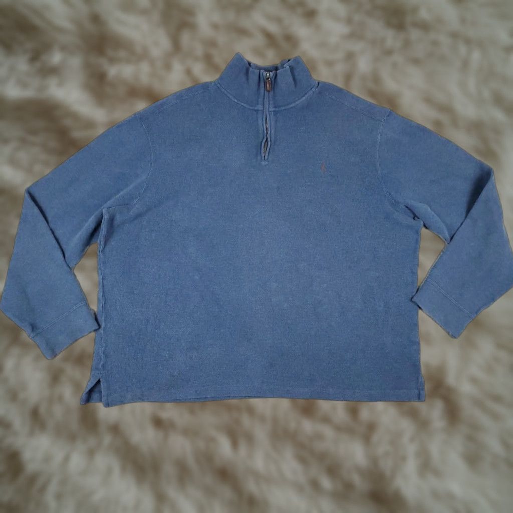 Polo Ralph Lauren VINTAGE Polo Ralph Lauren Men's Blue Quarter Zip Pony Sweater Size 2XL Knit Pullover Classic Size US XXL / EU 58 / 5 - 1 Thumbnail