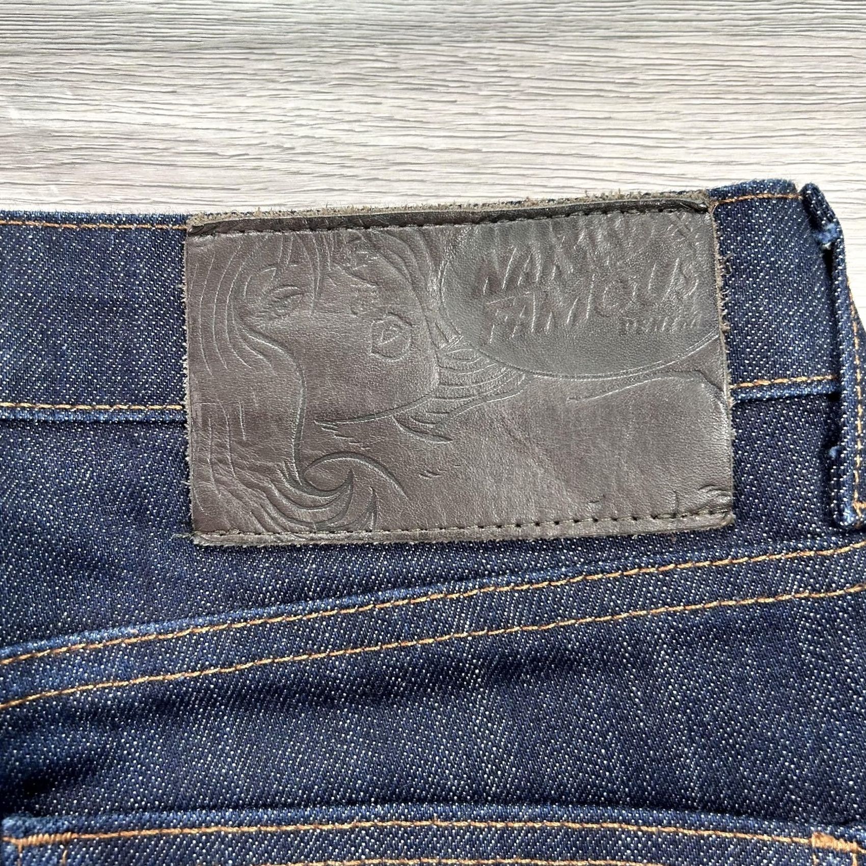 Vintage Naked & Famous Jeans Mens 32x33 Blue Indigo Power Stretch SkinnyGuy Denim Slim Straight Pants Jeans Size US 32 / EU 48 - 5 Thumbnail