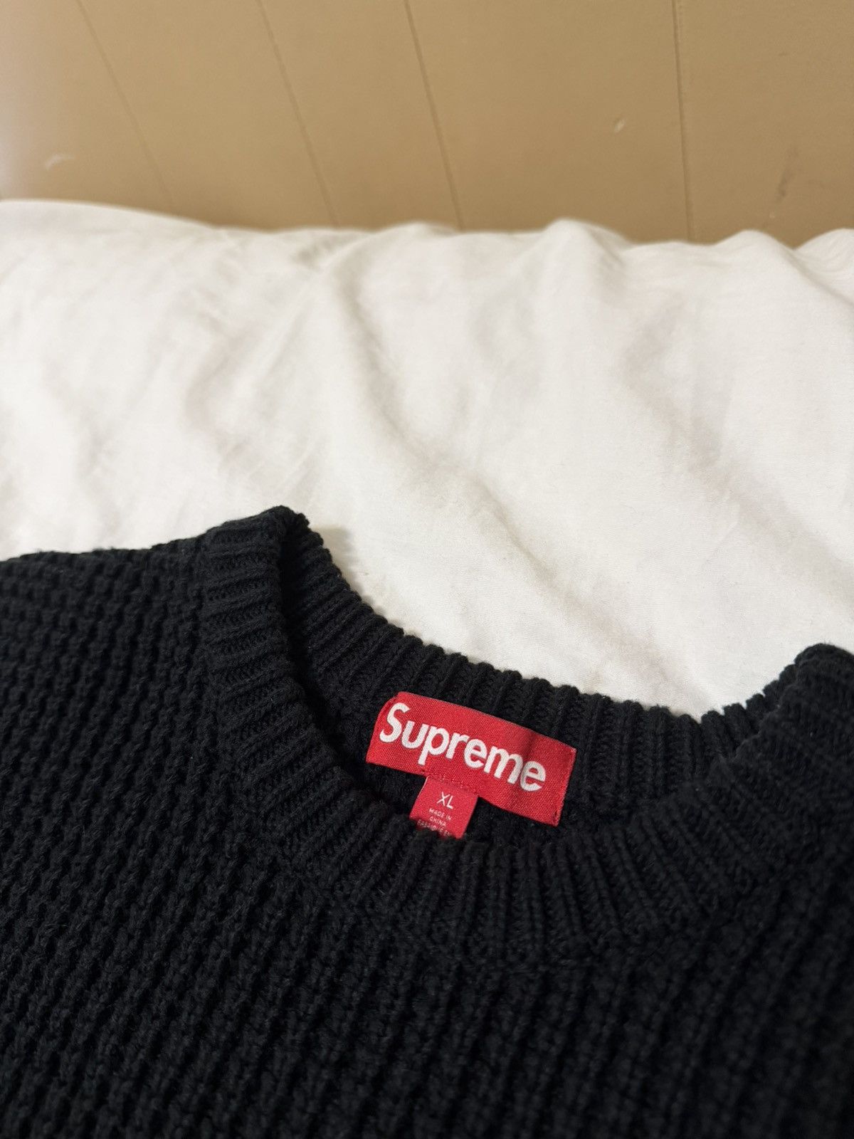 Supreme Supreme Waffle Small Box Sweater Black Size XL Size US XL / EU 56 / 4 - 7 Thumbnail