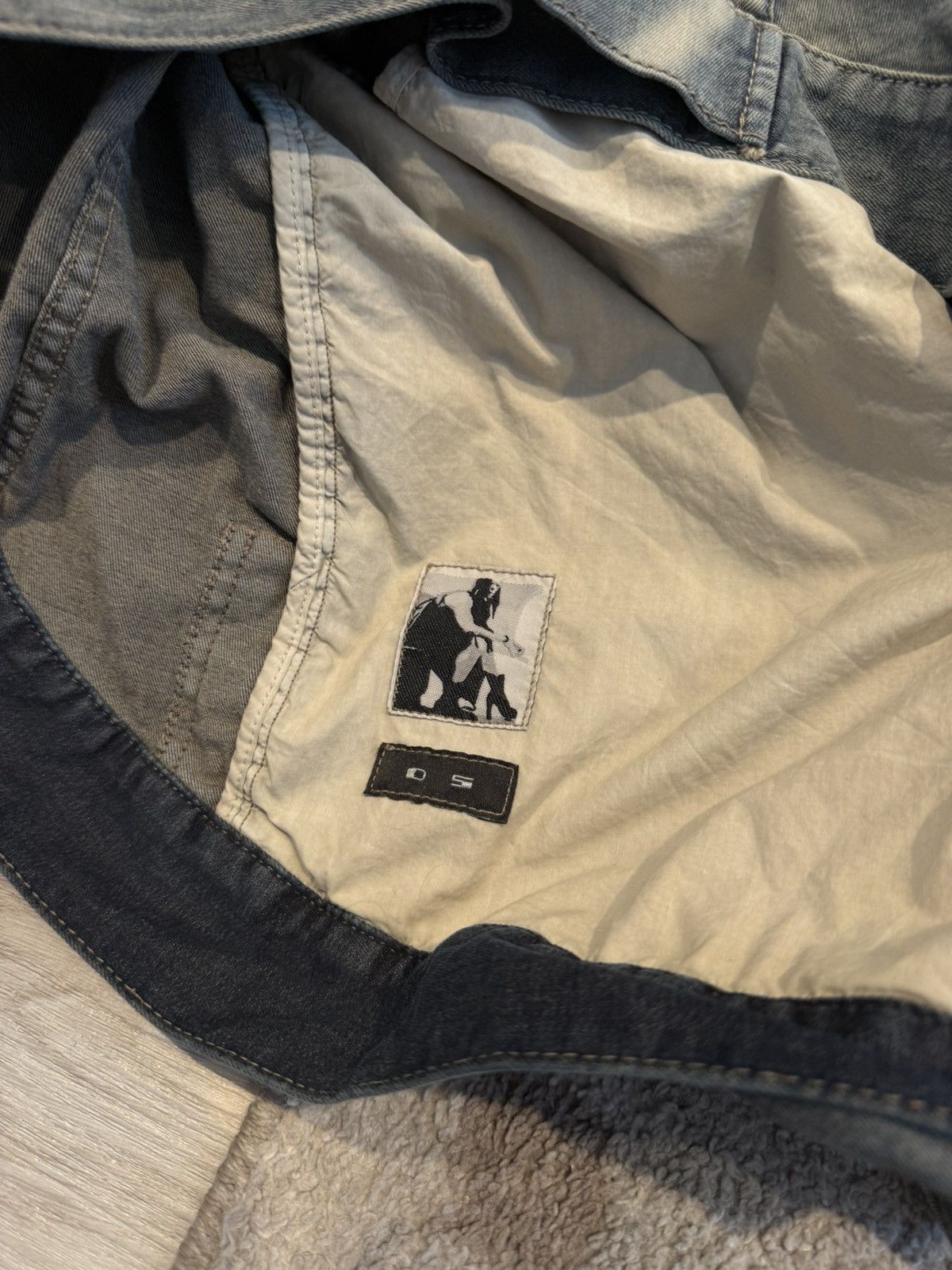 Rick Owens Drkshdw s/s 2015 leather sleeve hustler denim jacket!! Size US S / EU 44-46 / 1 - 7 Thumbnail