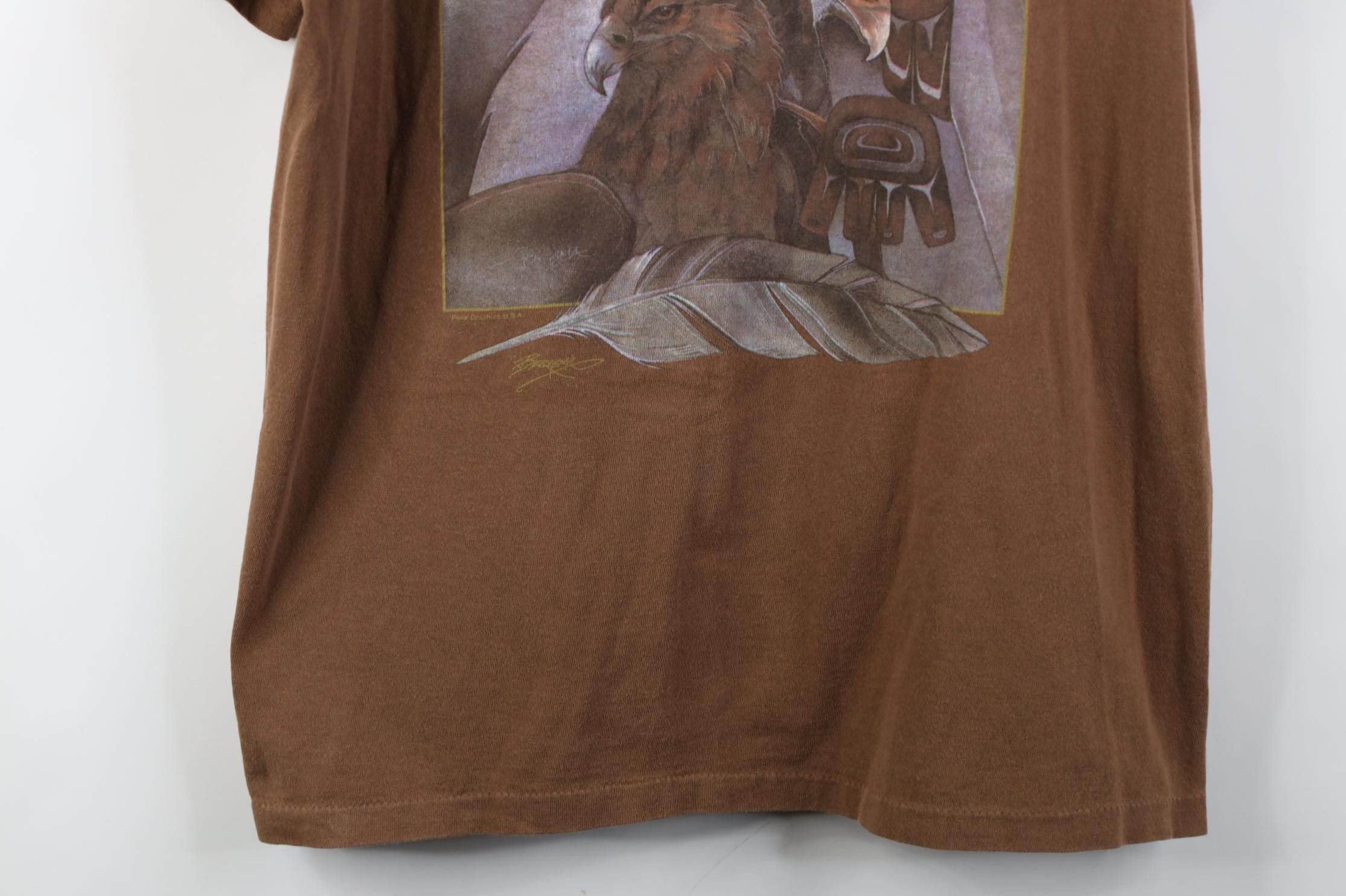 Vintage Vintage 90s Streetwear Folk Art Eagle Spirit Feather T-Shirt Size US L / EU 52-54 / 3 - 3 Thumbnail