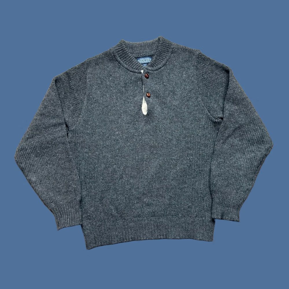 Lands' End VTG Lands' End Men's Charcoal Gray Wool Henley Sweater Popover USA Made M Size US M / EU 48-50 / 2 - 1 Thumbnail