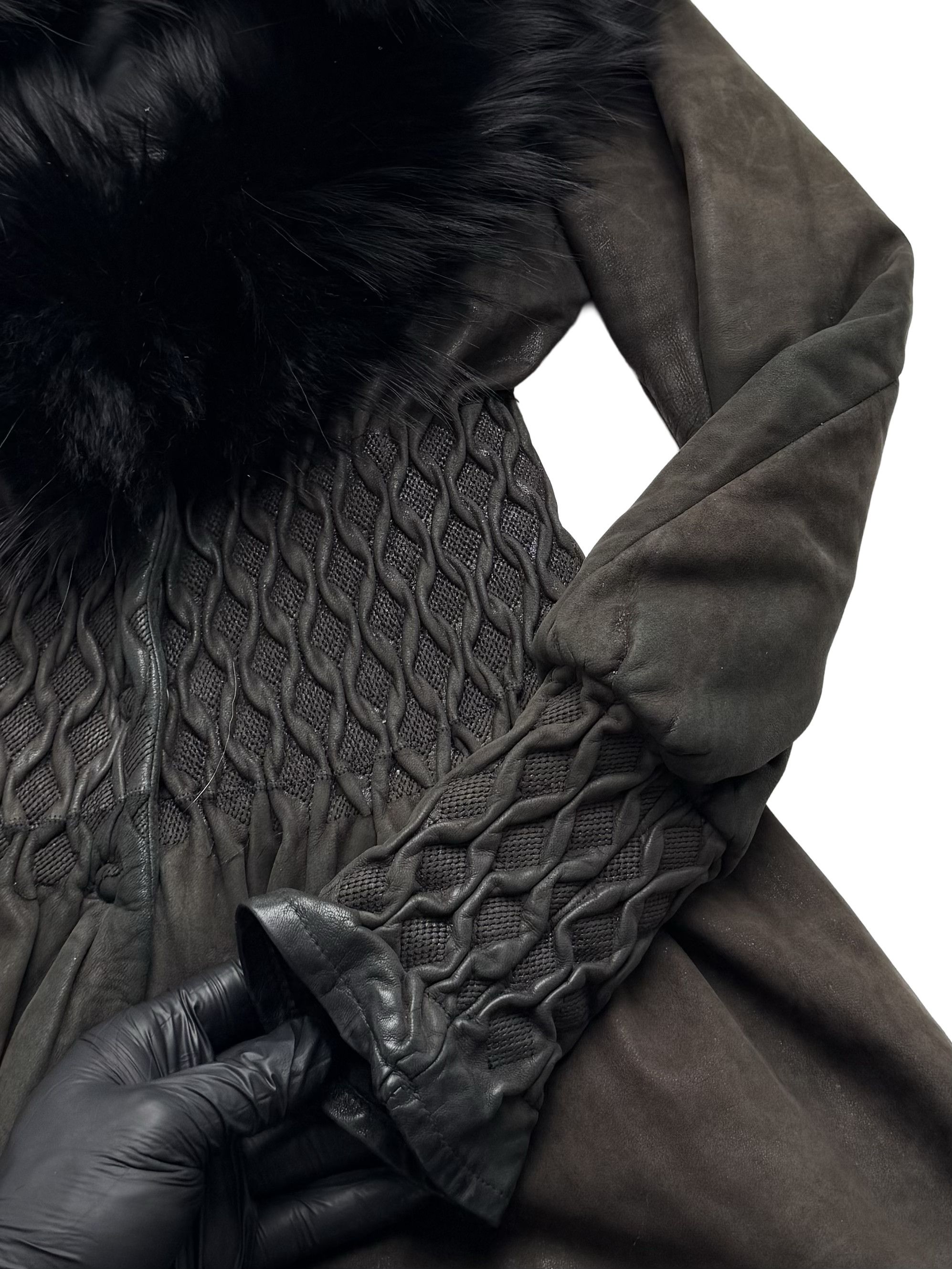 Vintage Vintage Leather Coat Real Fur Collar Long Winter Dress Coat Size XS / US 0-2 / IT 36-38 - 8 Thumbnail