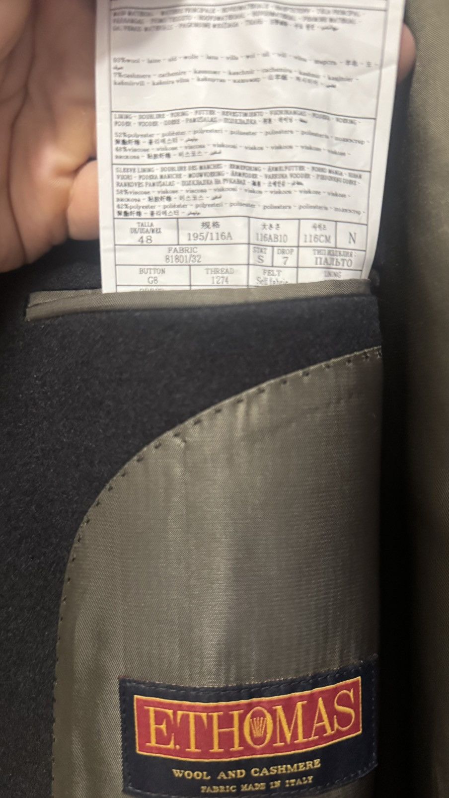 Suitsupply Overcoat Wool Cashmere 48S Size US XL / EU 56 / 4 - 3 Thumbnail