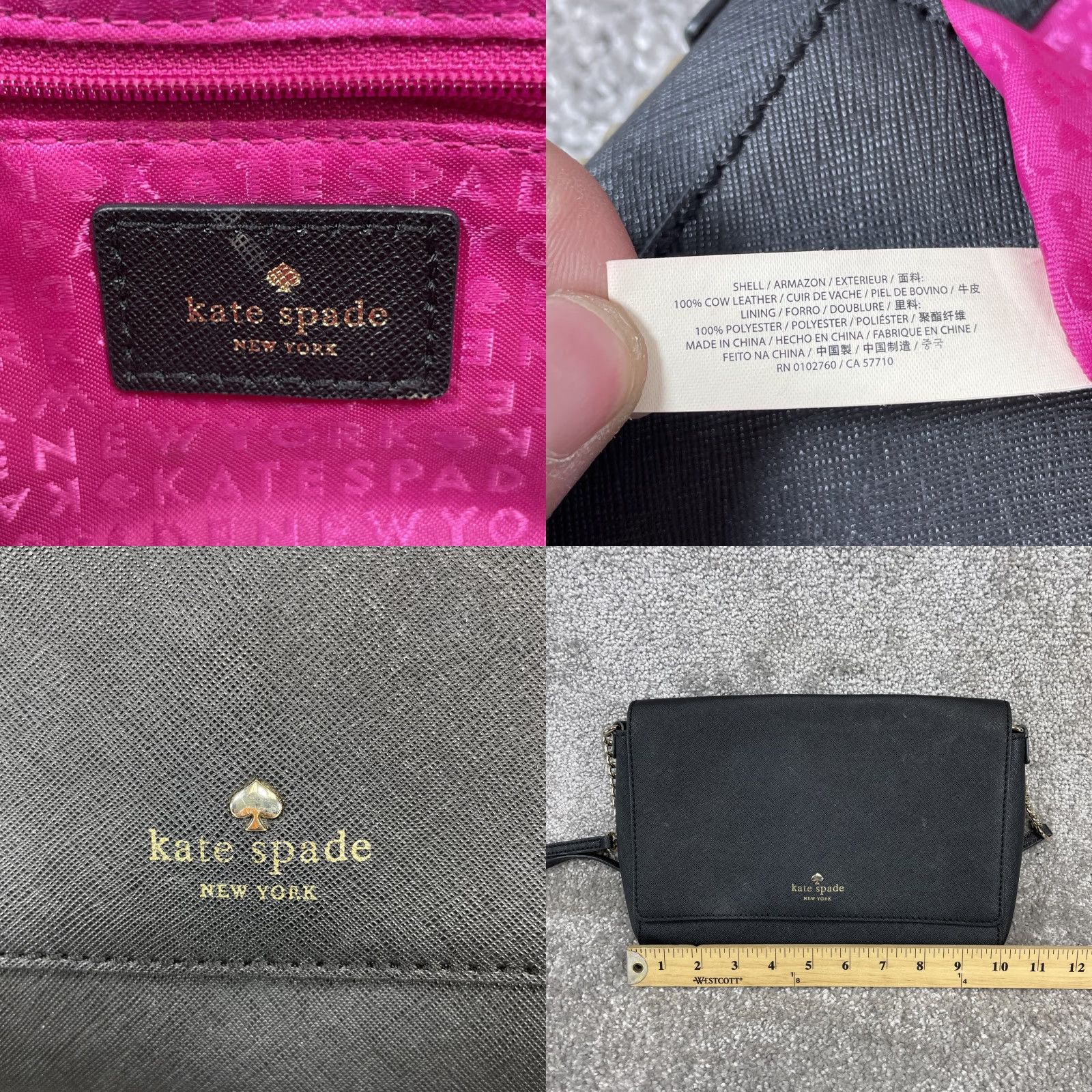 Vintage Kate Spade New York Bag Womens Medium Black Leather Inner Pocket Chain Shoulder Strap Size ONE SIZE - 8 Thumbnail