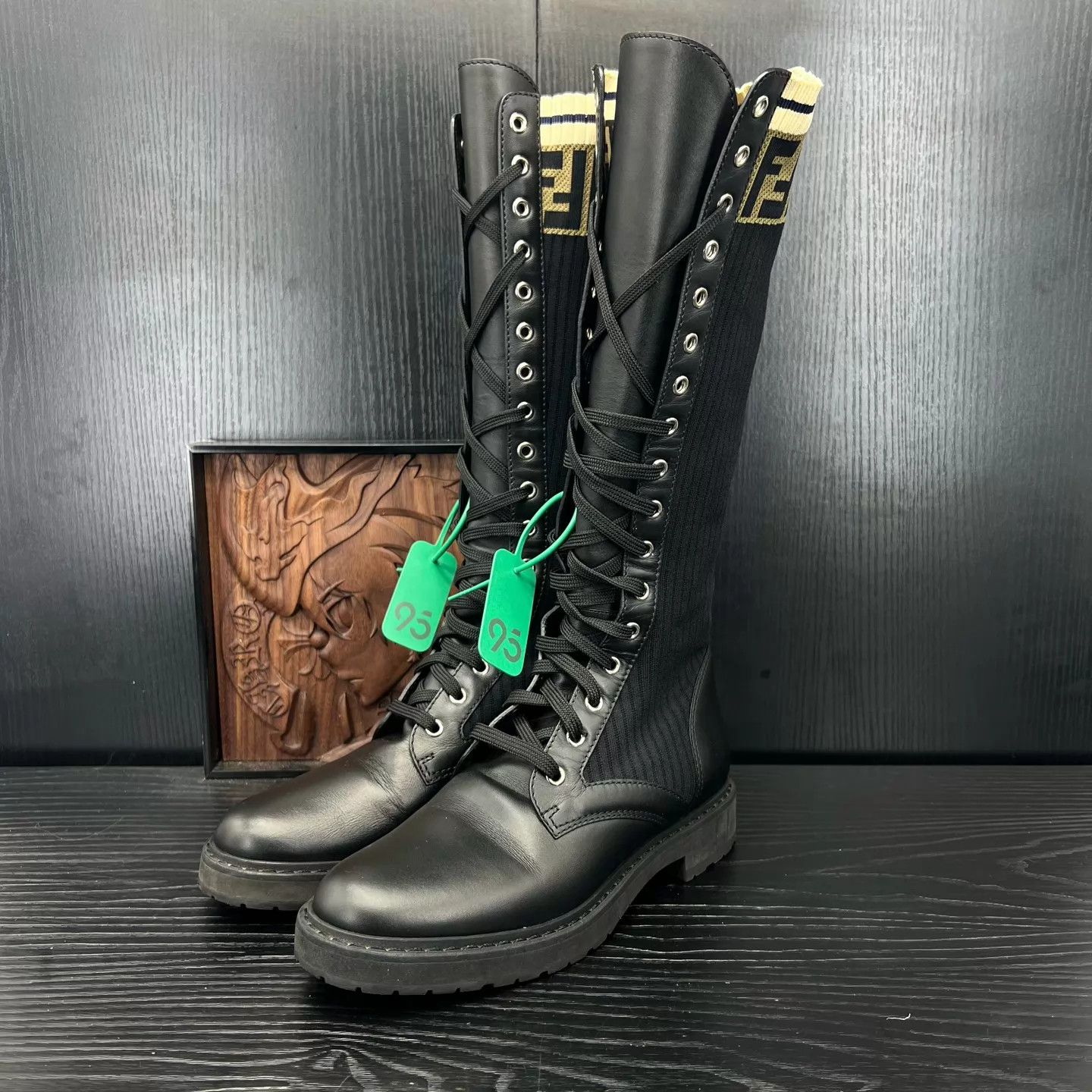 Fendi FENDI Rockoko Knee-High Boots Black 38 Mint Size US 7.5 / IT 37.5 - 1 Thumbnail