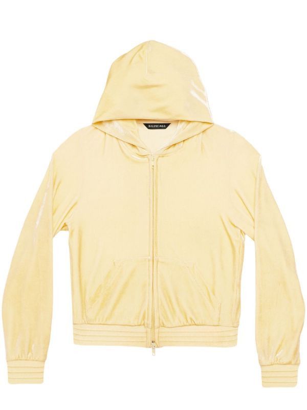 Balenciaga o1bcso1str1124 BB Paris Strass Zip-Up Hoodie Fitted Yellow Size M / US 6-8 / IT 42-44 - 1 Thumbnail