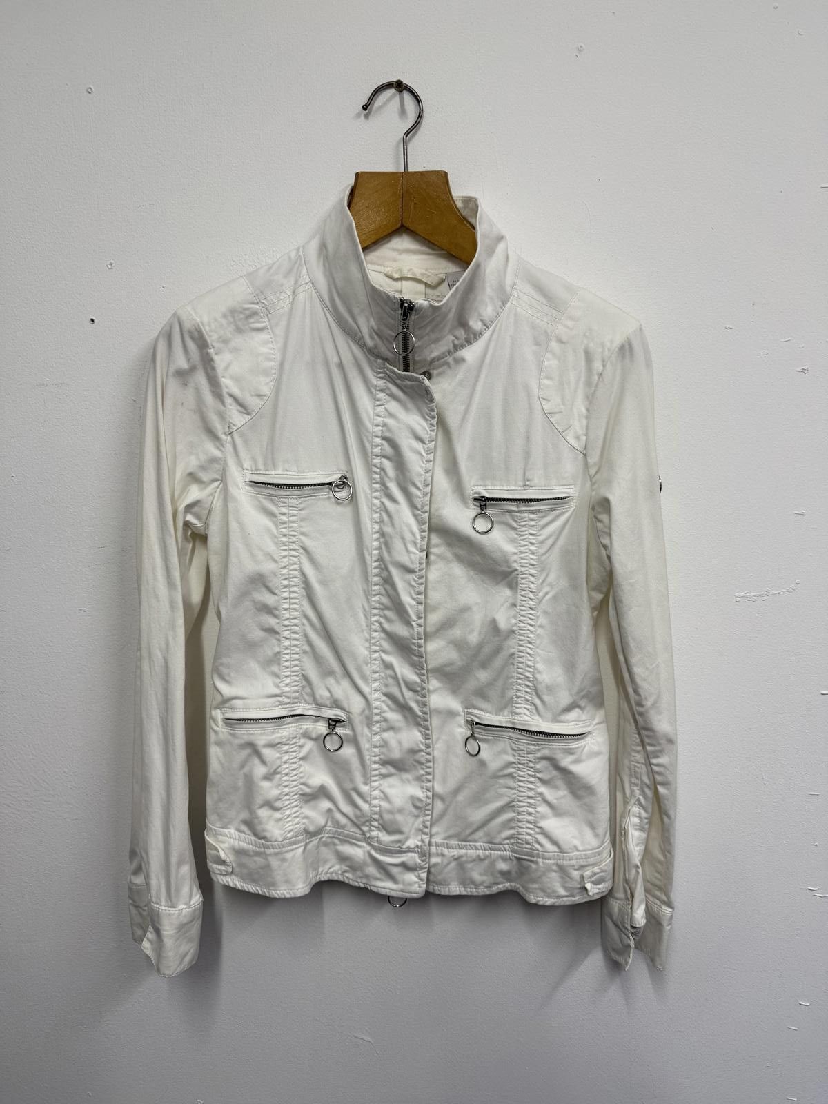 Timberland White Timberland Women's Utility Jacket with Zip Pockets Size M / US 6-8 / IT 42-44 - 1 Thumbnail