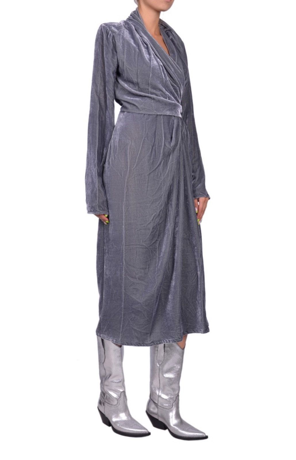 Rick Owens Last Size Rick Owens Velvet Wrap Silk Blend Midi Dress Size S / US 4 / IT 40 - 9 Thumbnail