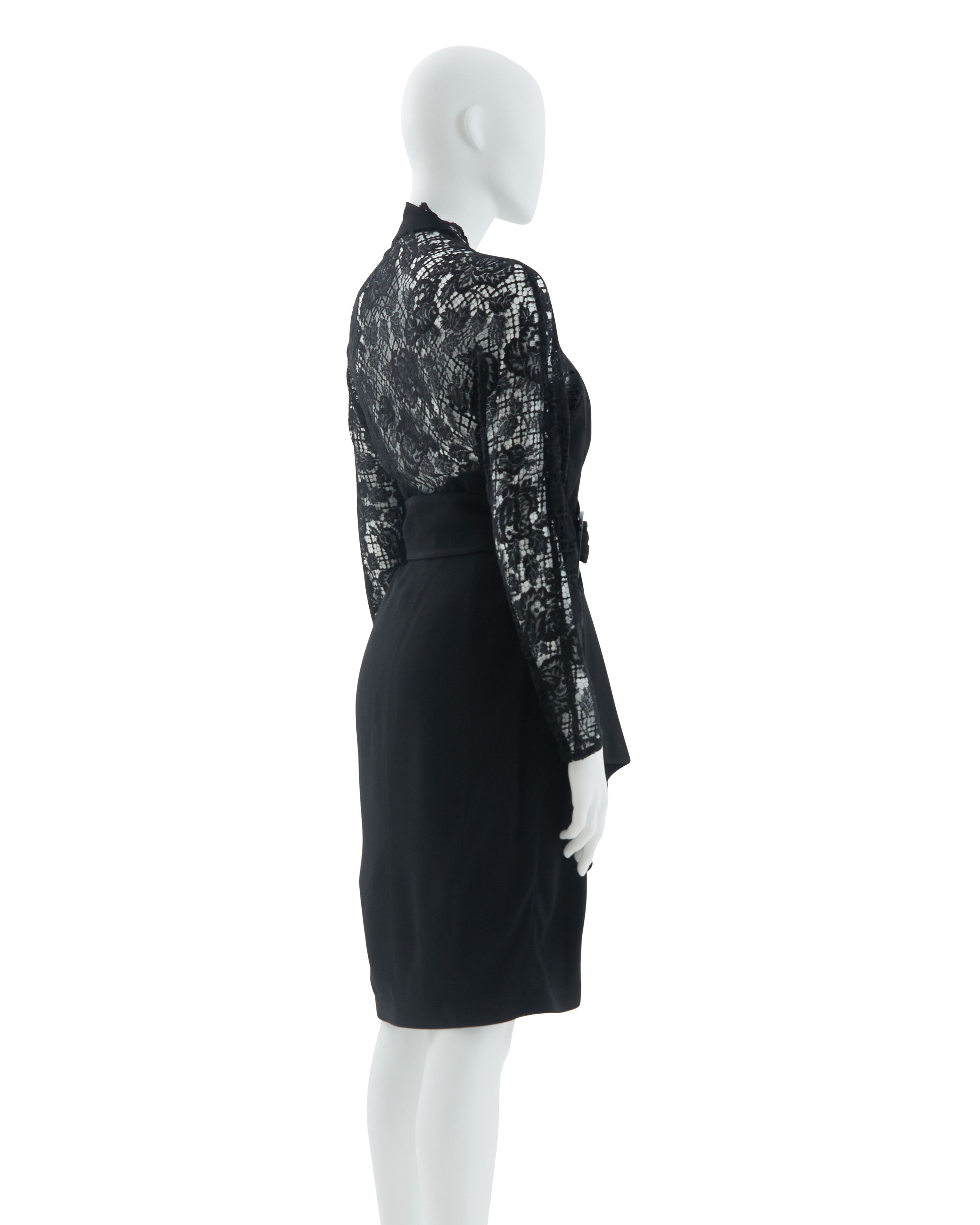 Thierry Mugler 1980s Black rayon blend crepe asymmetrically draped dress Size M / US 6-8 / IT 42-44 - 4 Thumbnail