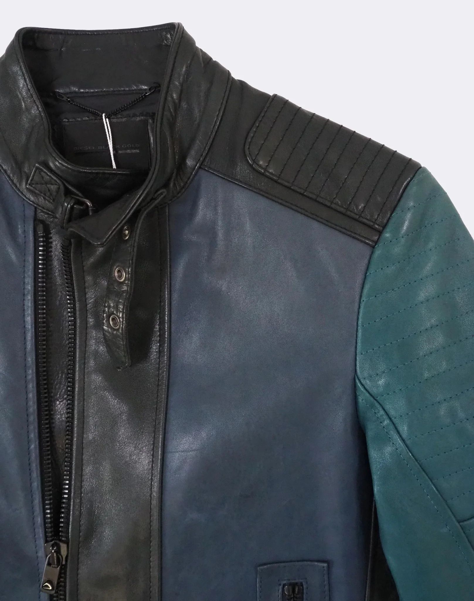 Diesel Black Gold Diesel Black Gold Bull Leather Biker Jacket Tricolor $1335 Size US S / EU 44-46 / 1 - 11 Thumbnail