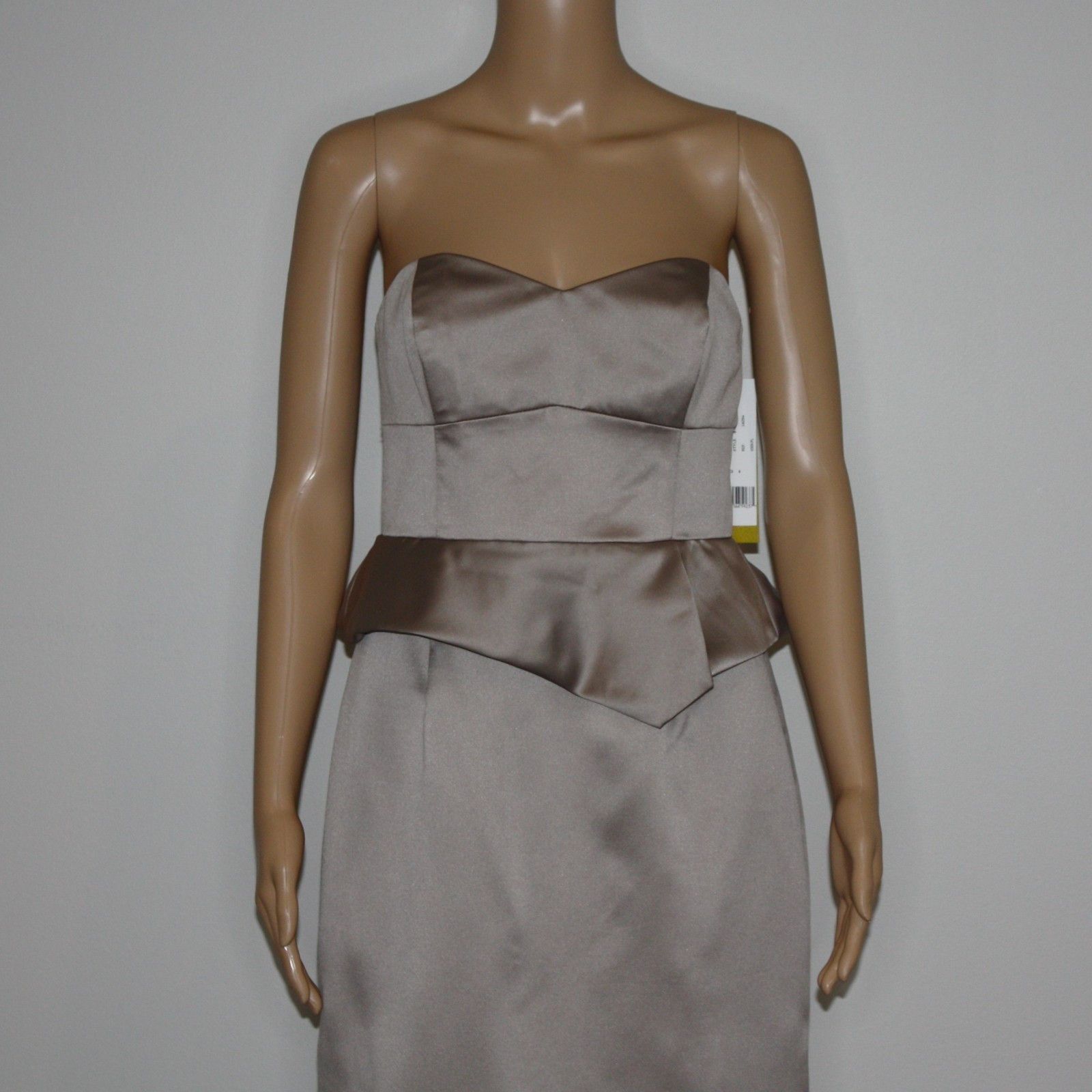 Nicole Miller Strapless Peplum Dress in Mocha and size 8 NWT MSRP $430 Size M / US 6-8 / IT 42-44 - 3 Thumbnail