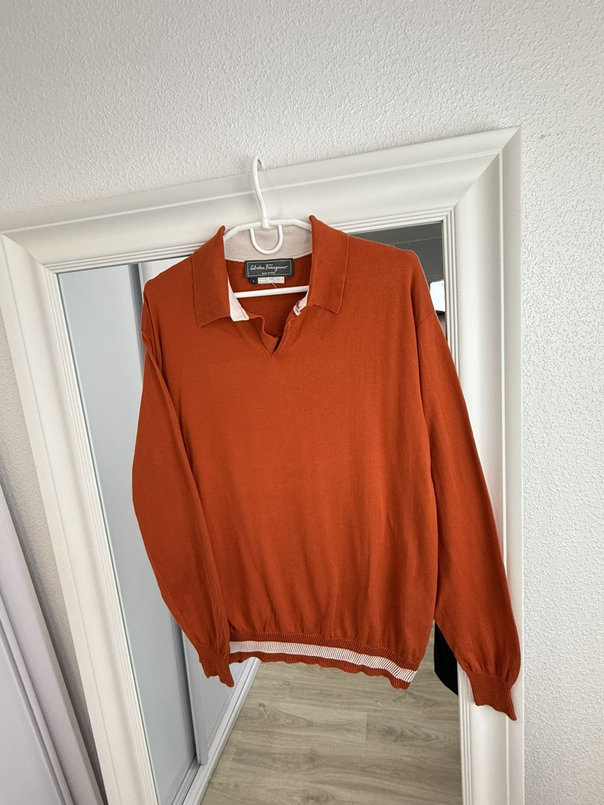 Salvatore Ferragamo Salvatore Ferragamo Sweater Pullover LongSleeve Polo Size: L Size US L / EU 52-54 / 3 - 2 Thumbnail