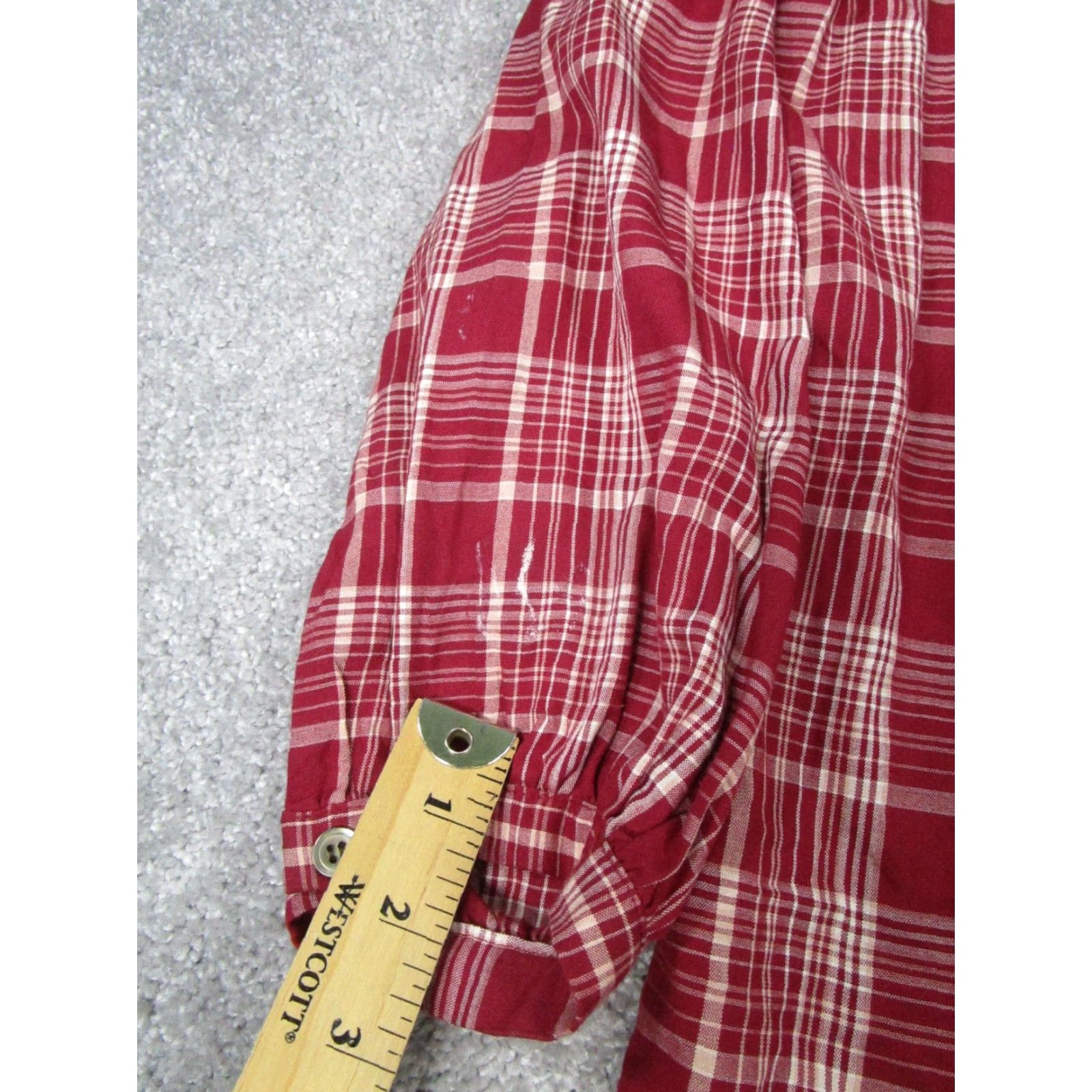 Madewell VINTAGE Madewell Shirt Women's XS Red Plaid Button-Up Long Sleeve Round Neck 100% Viscose Basic Jan 90s-2000s Womens Size XS / US 0-2 / IT 36-38 - 4 Thumbnail