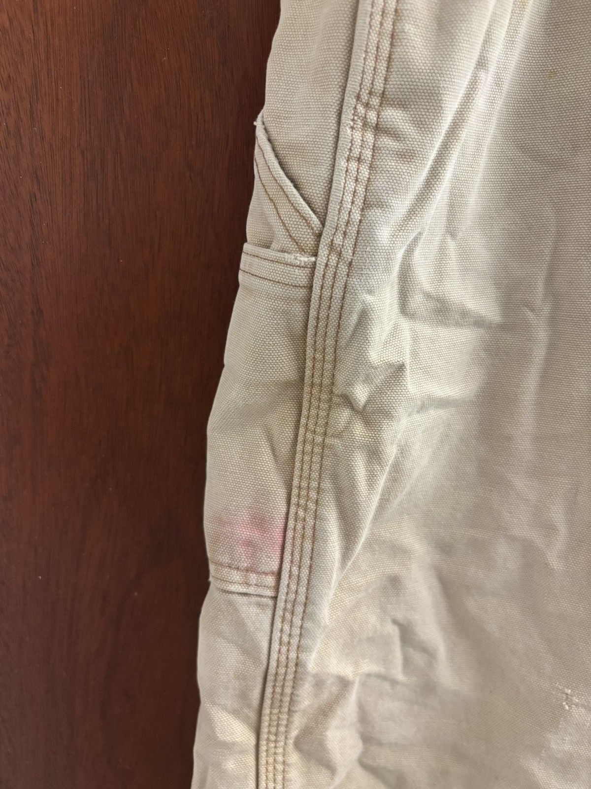 Carhartt × Vintage 34x32 Beige distressed fade carpenter pants single knee Size US 34 / EU 50 - 4 Thumbnail