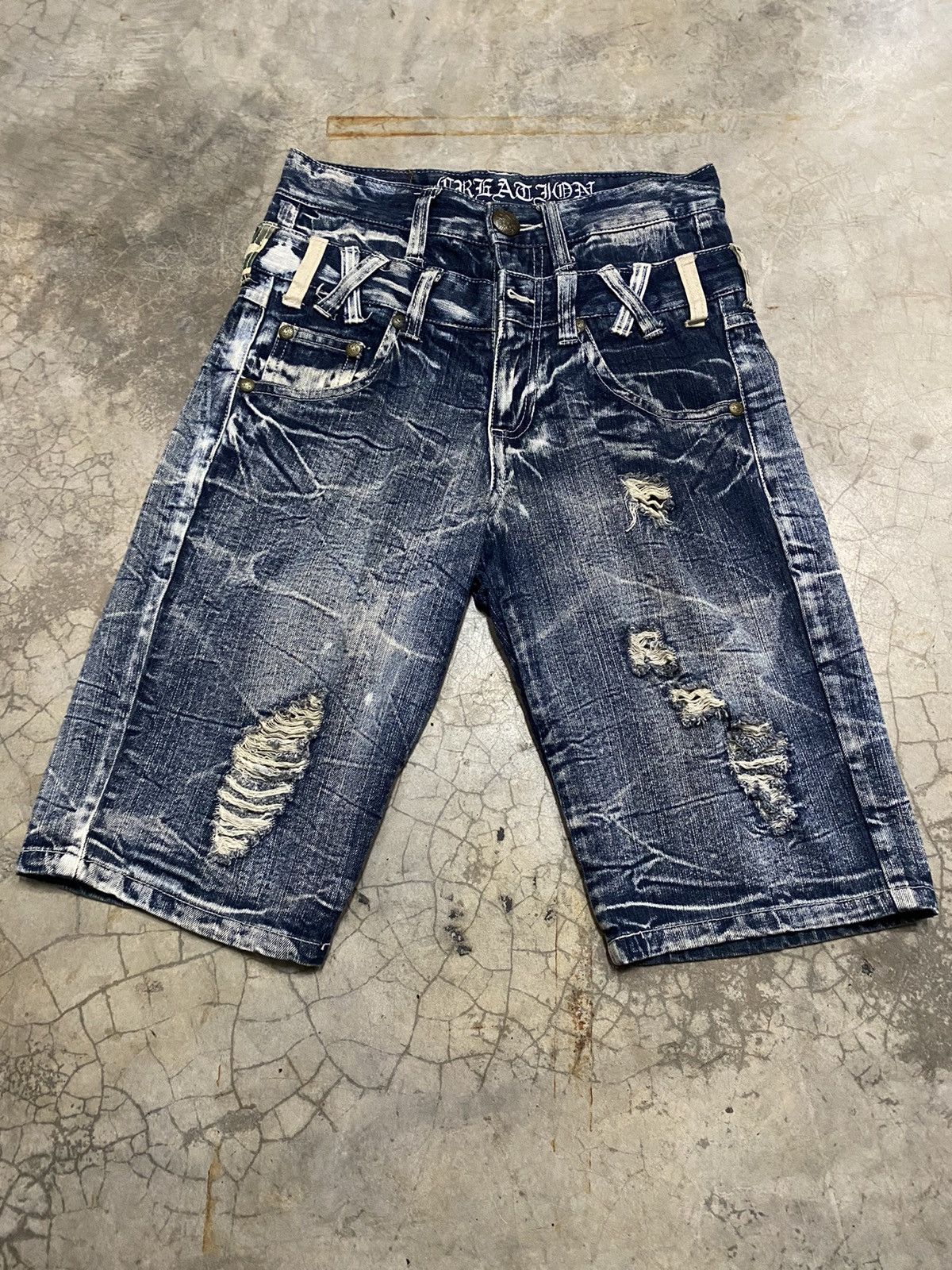 If Six Was Nine × Japanese Brand Y2k Punk Double Waist Jeans Short Size US 28 / EU 44 - 1 Thumbnail