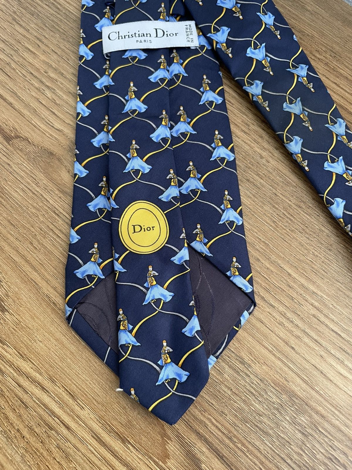 Christian Dior Monsieur Christian Dior Silk Tie Patterned Vintage Blue Gold Luxury Size ONE SIZE - 3 Thumbnail