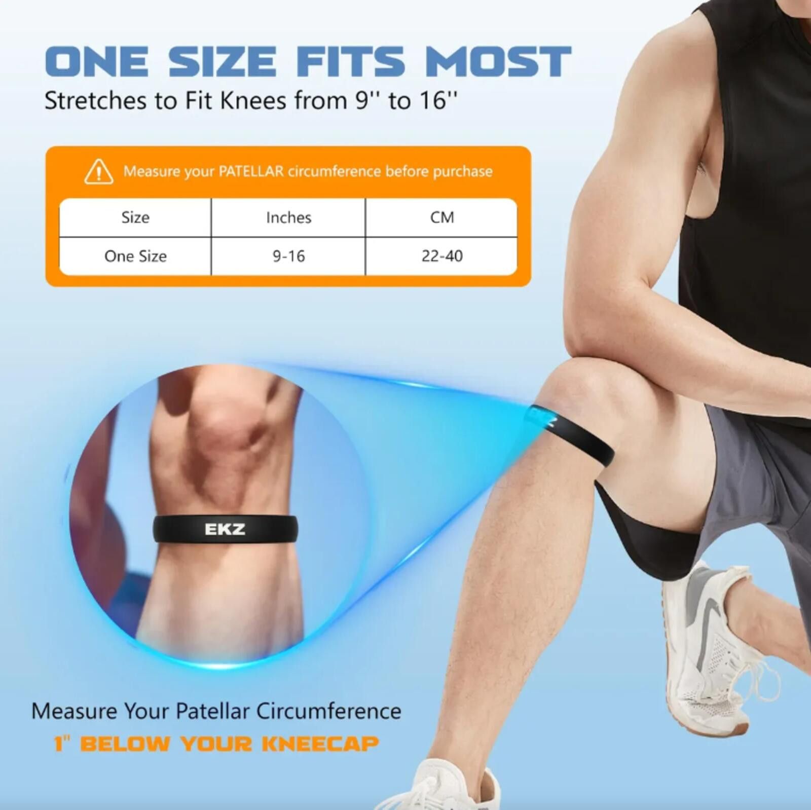 Other EKZ Patella Tendon Knee Strap - 2 Pack Comfort & Support Size ONE SIZE - 6 Thumbnail