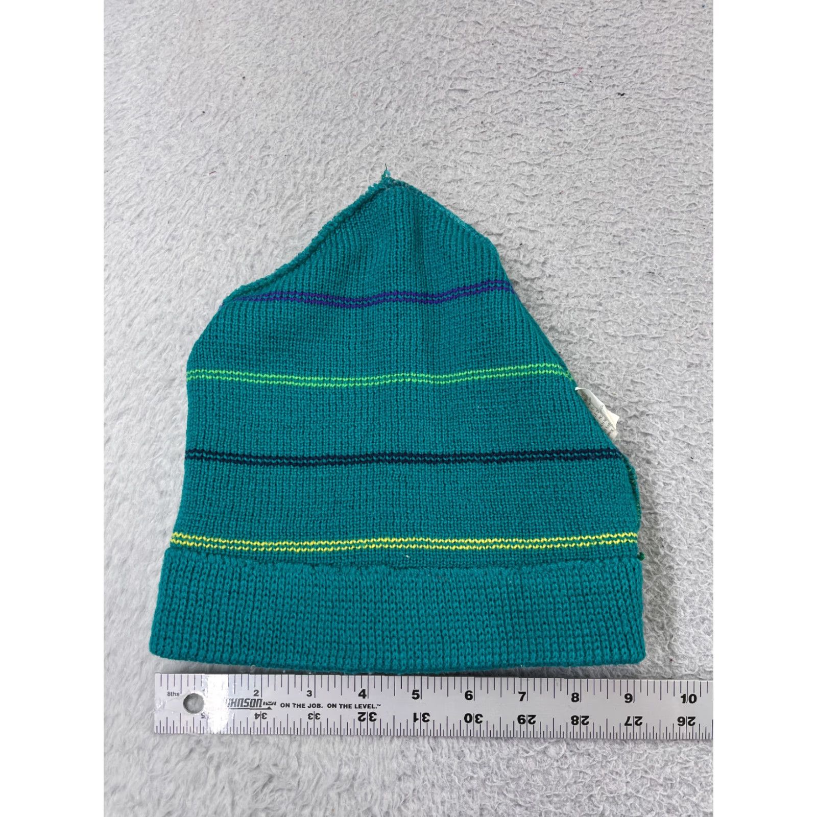Altea Beanie Adult One Size Lightweight Striped Teal Blue Green Yellow 100% Acrylic Designer Ski Mens Size ONE SIZE - 4 Thumbnail