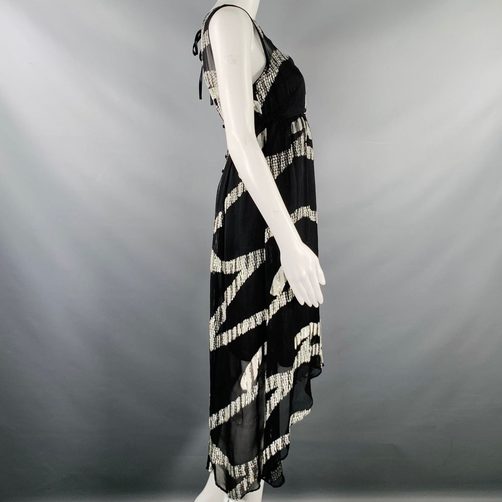 Marc Jacobs Size 2 Black Silver Silk Blend Jacquard Sleeveless Dress Size XS / US 0-2 / IT 36-38 - 3 Thumbnail